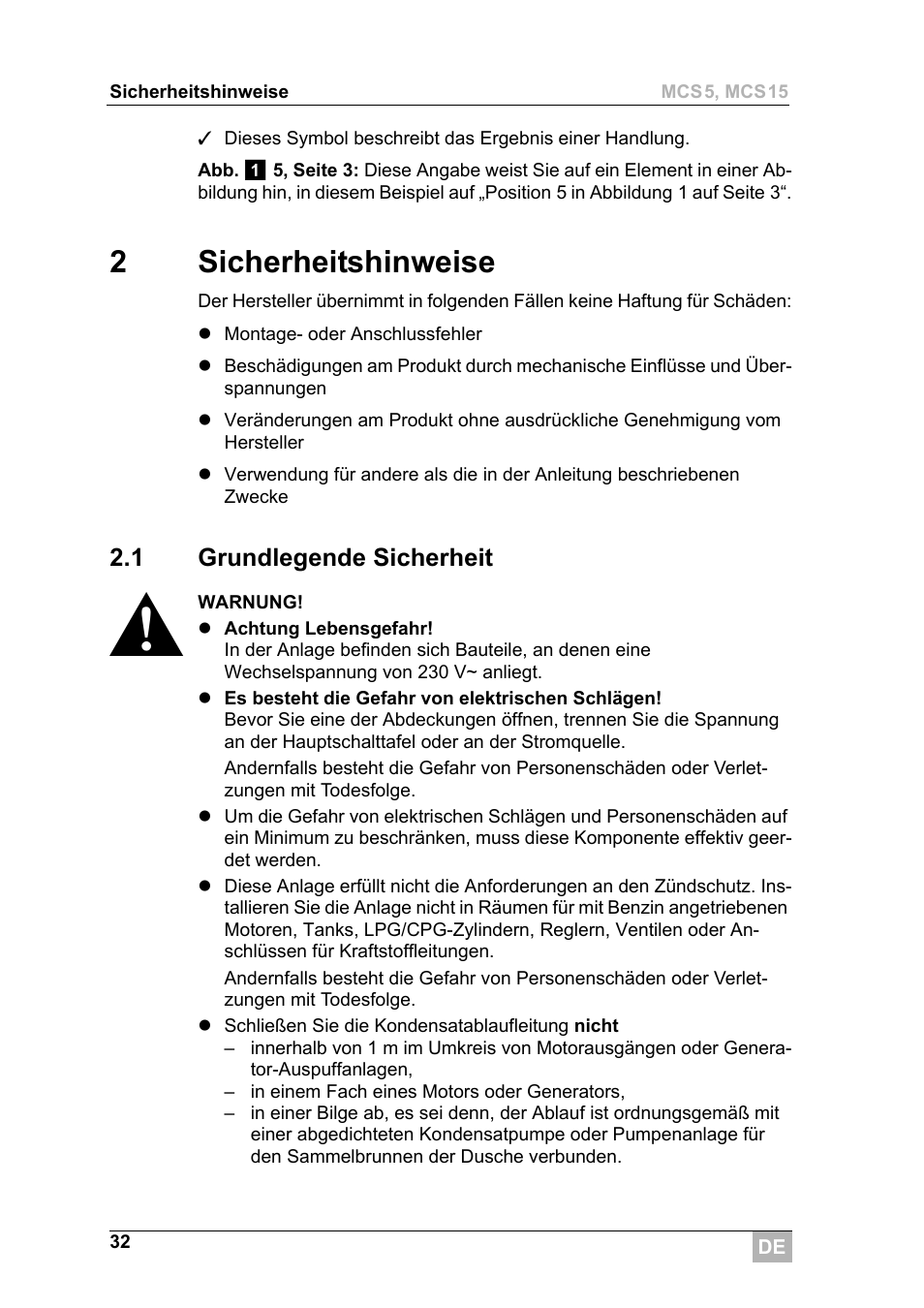 2sicherheitshinweise | Dometic MCS15 User Manual | Page 32 / 266