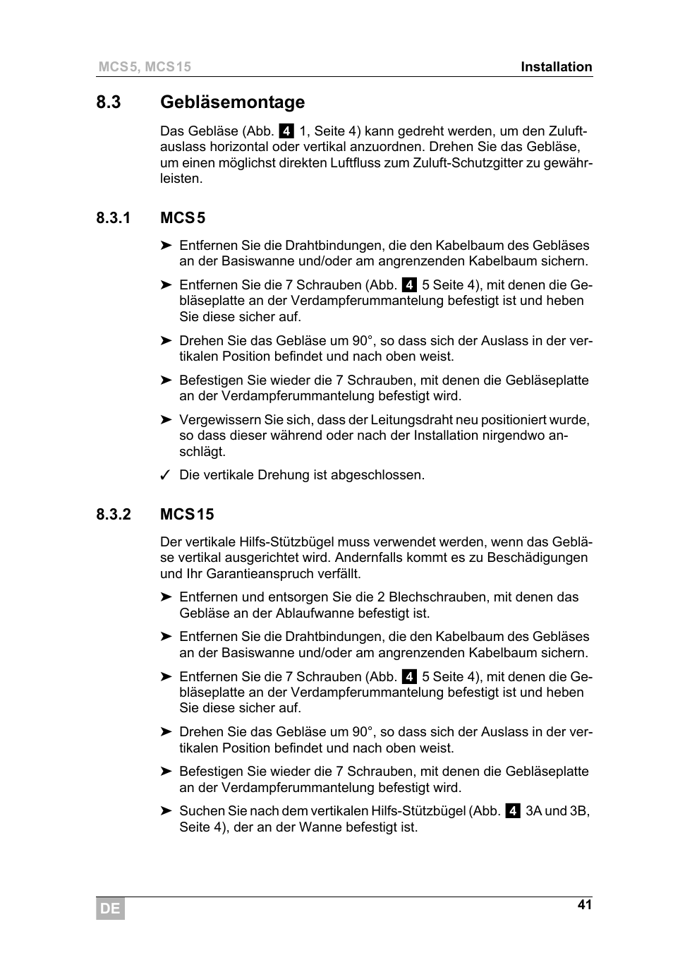 3 gebläsemontage | Dometic MCS15 User Manual | Page 41 / 266