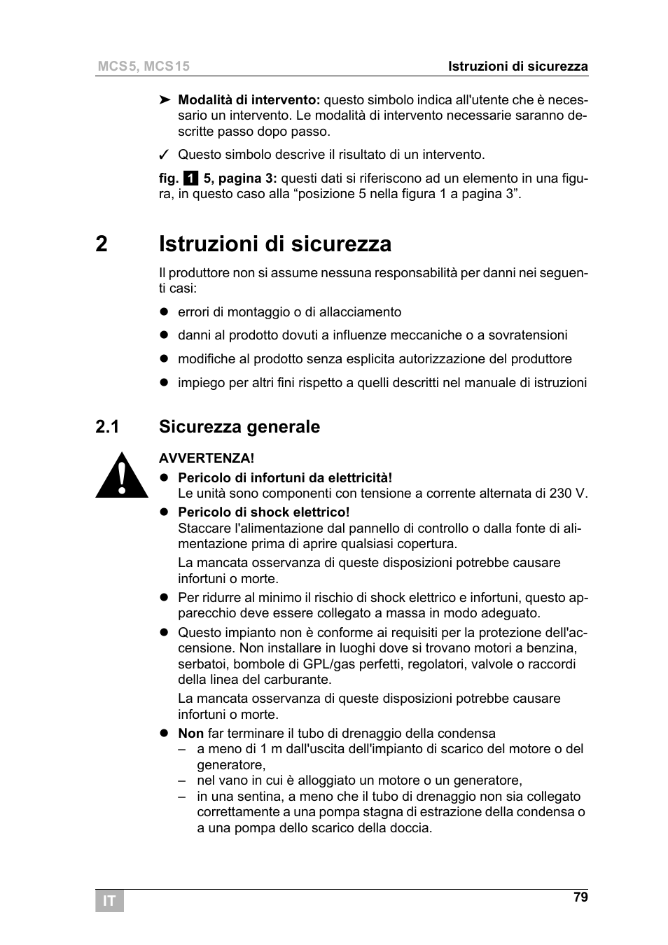 2istruzioni di sicurezza | Dometic MCS15 User Manual | Page 79 / 266