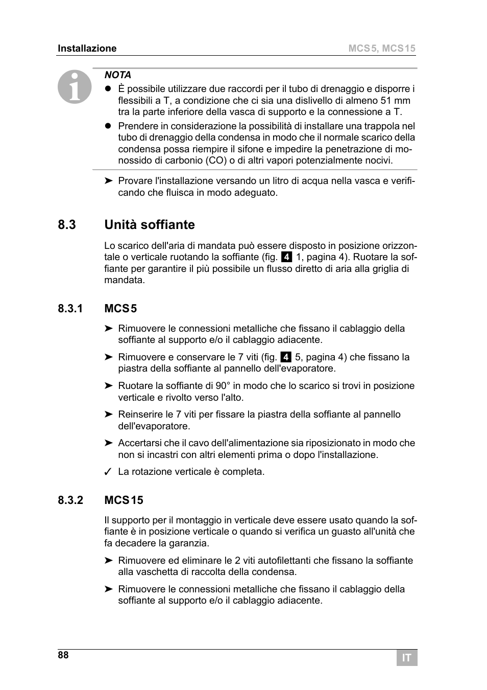 3 unità soffiante | Dometic MCS15 User Manual | Page 88 / 266