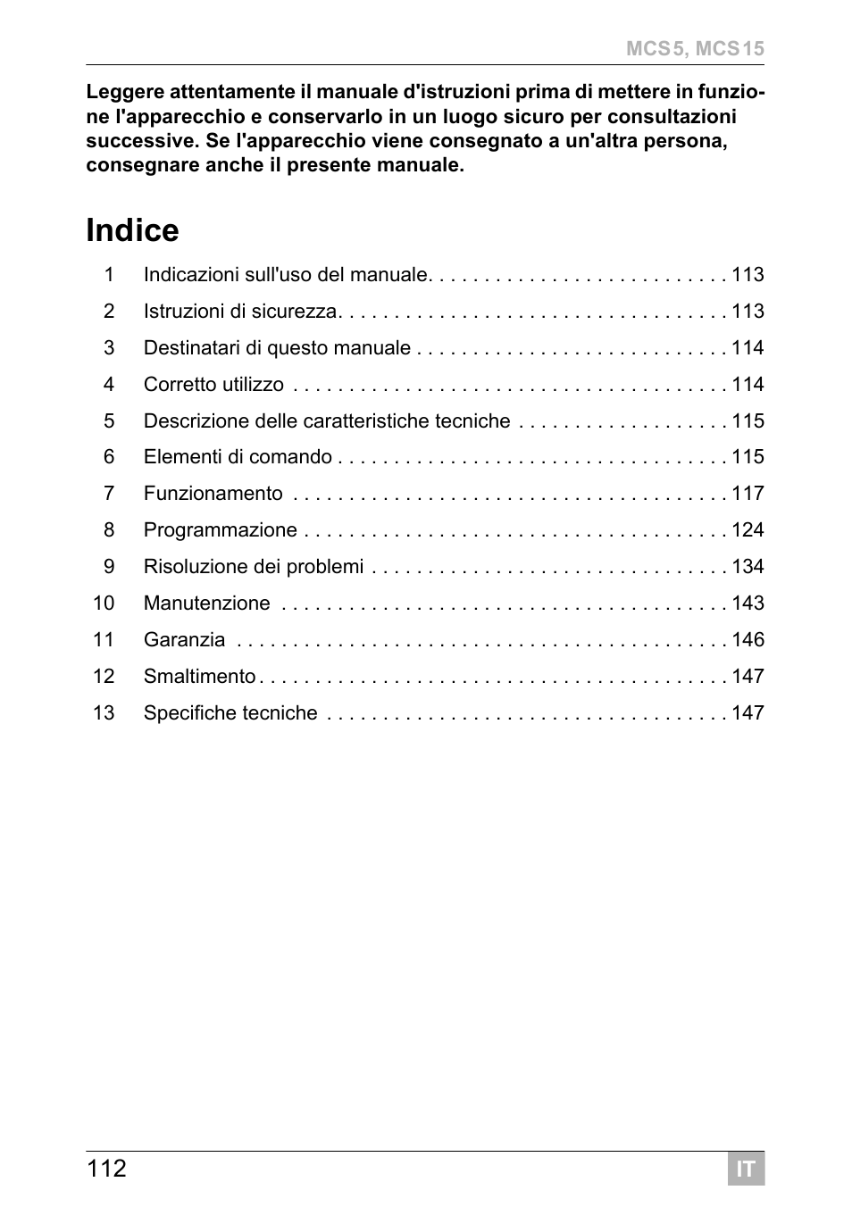 Indice | Dometic MCS15 User Manual | Page 112 / 412