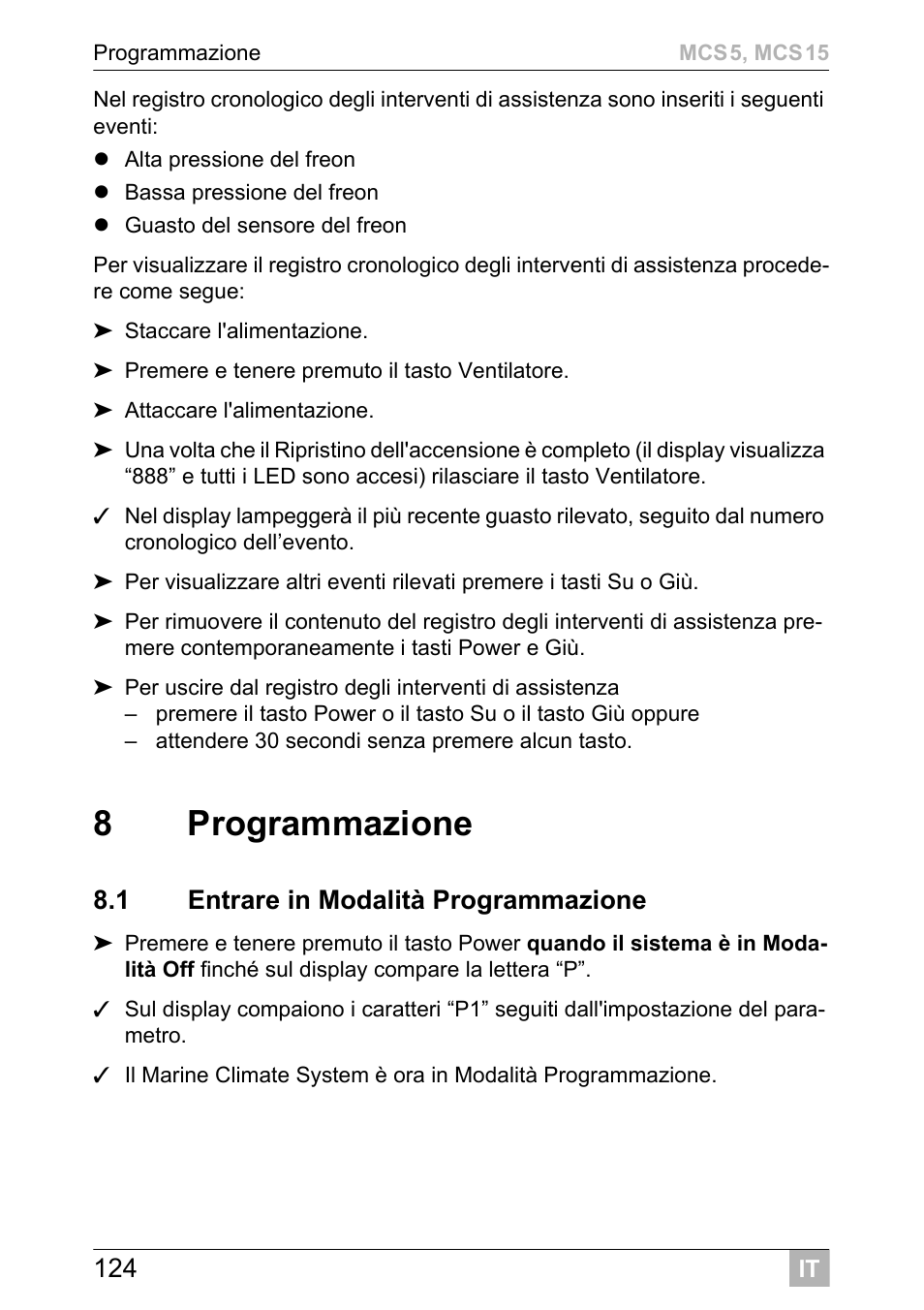 8programmazione | Dometic MCS15 User Manual | Page 124 / 412