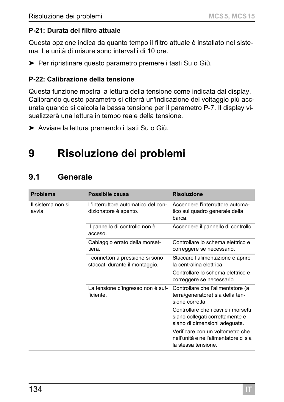 9risoluzione dei problemi, 1 generale | Dometic MCS15 User Manual | Page 134 / 412