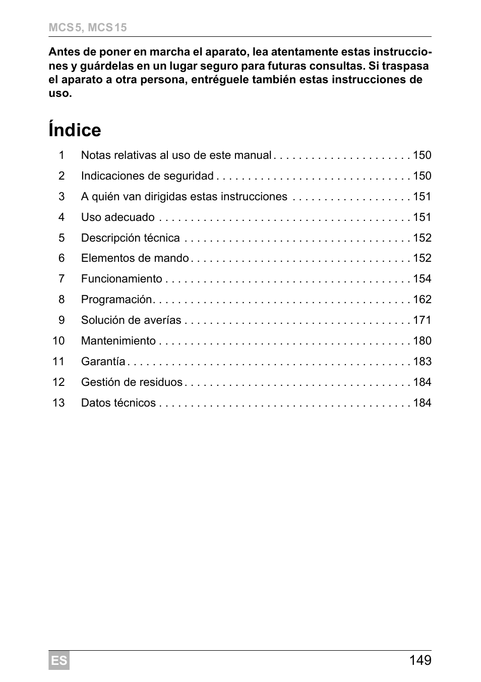 Índice | Dometic MCS15 User Manual | Page 149 / 412