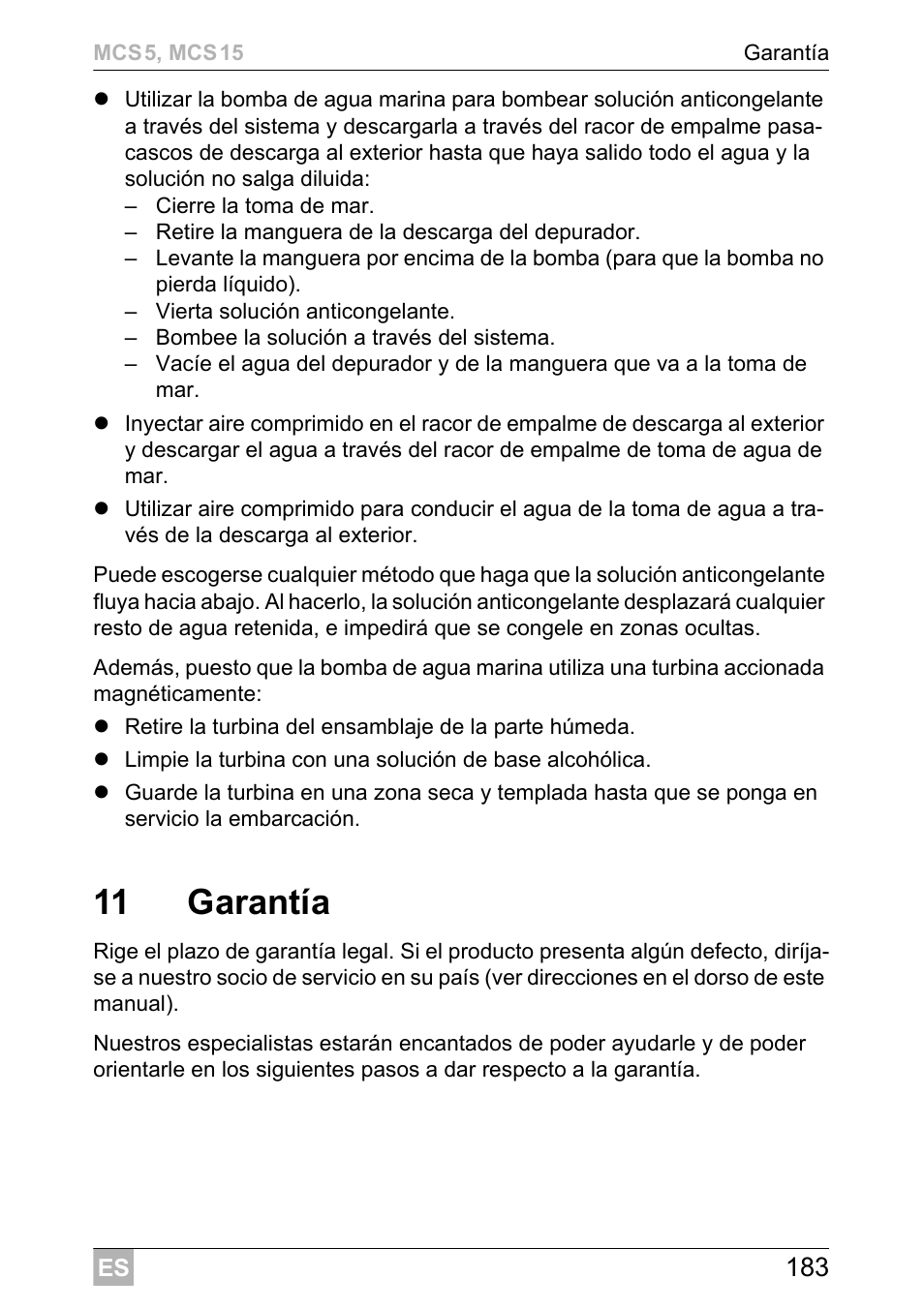 11 garantía | Dometic MCS15 User Manual | Page 183 / 412