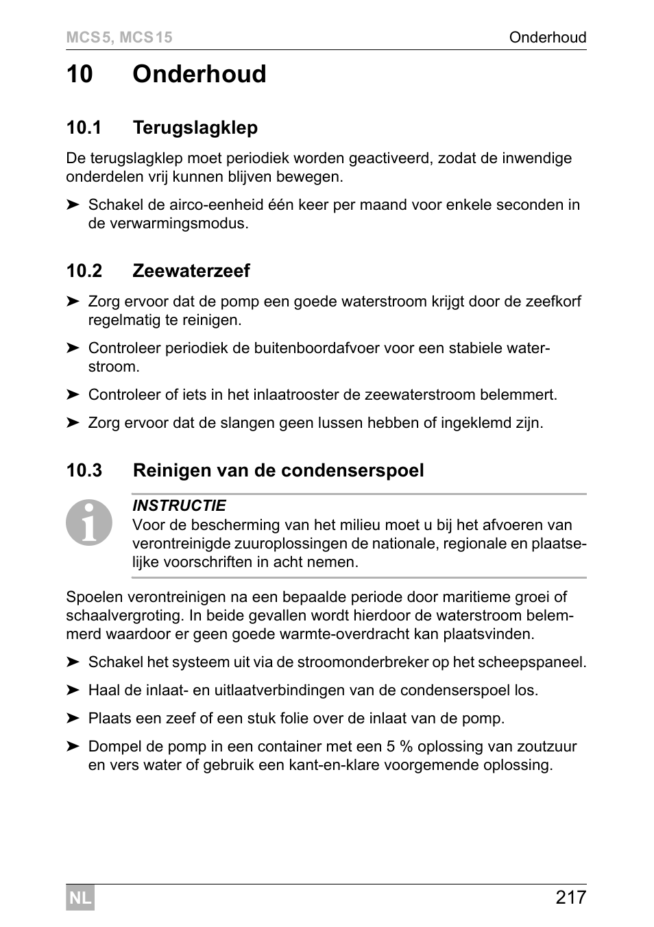 10 onderhoud | Dometic MCS15 User Manual | Page 217 / 412