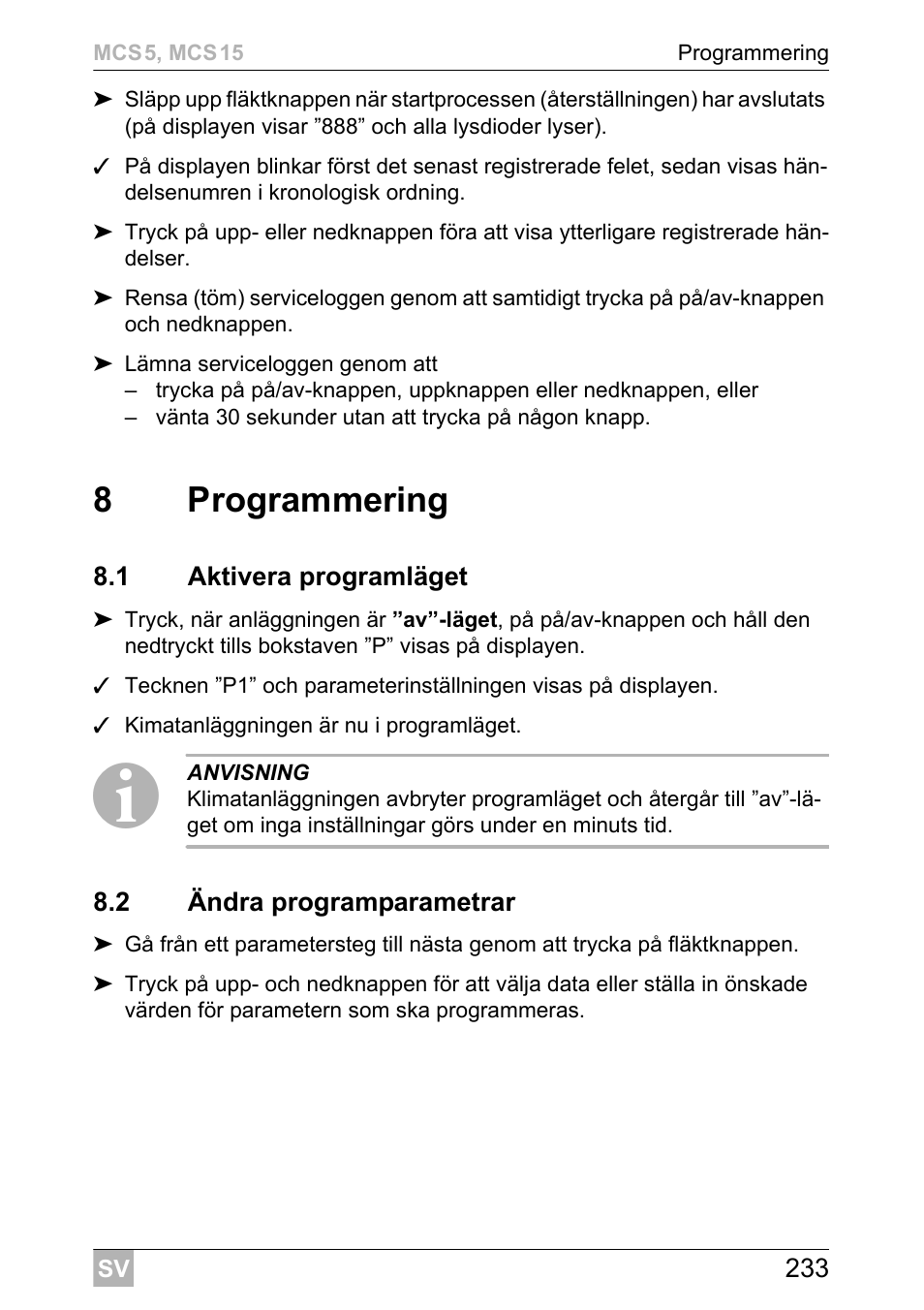 8programmering | Dometic MCS15 User Manual | Page 233 / 412