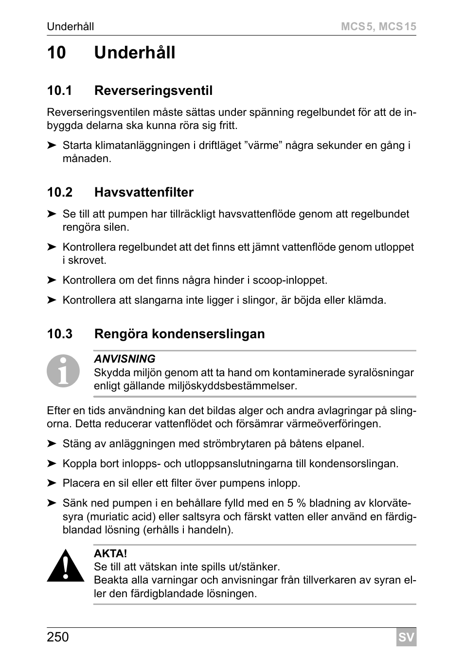 10 underhåll | Dometic MCS15 User Manual | Page 250 / 412