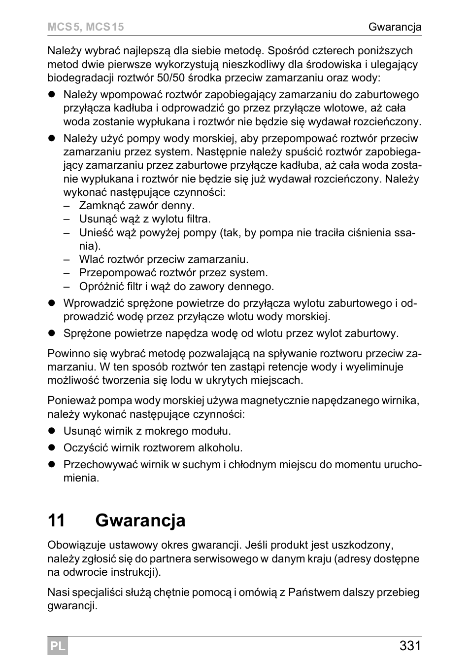 11 gwarancja | Dometic MCS15 User Manual | Page 331 / 412