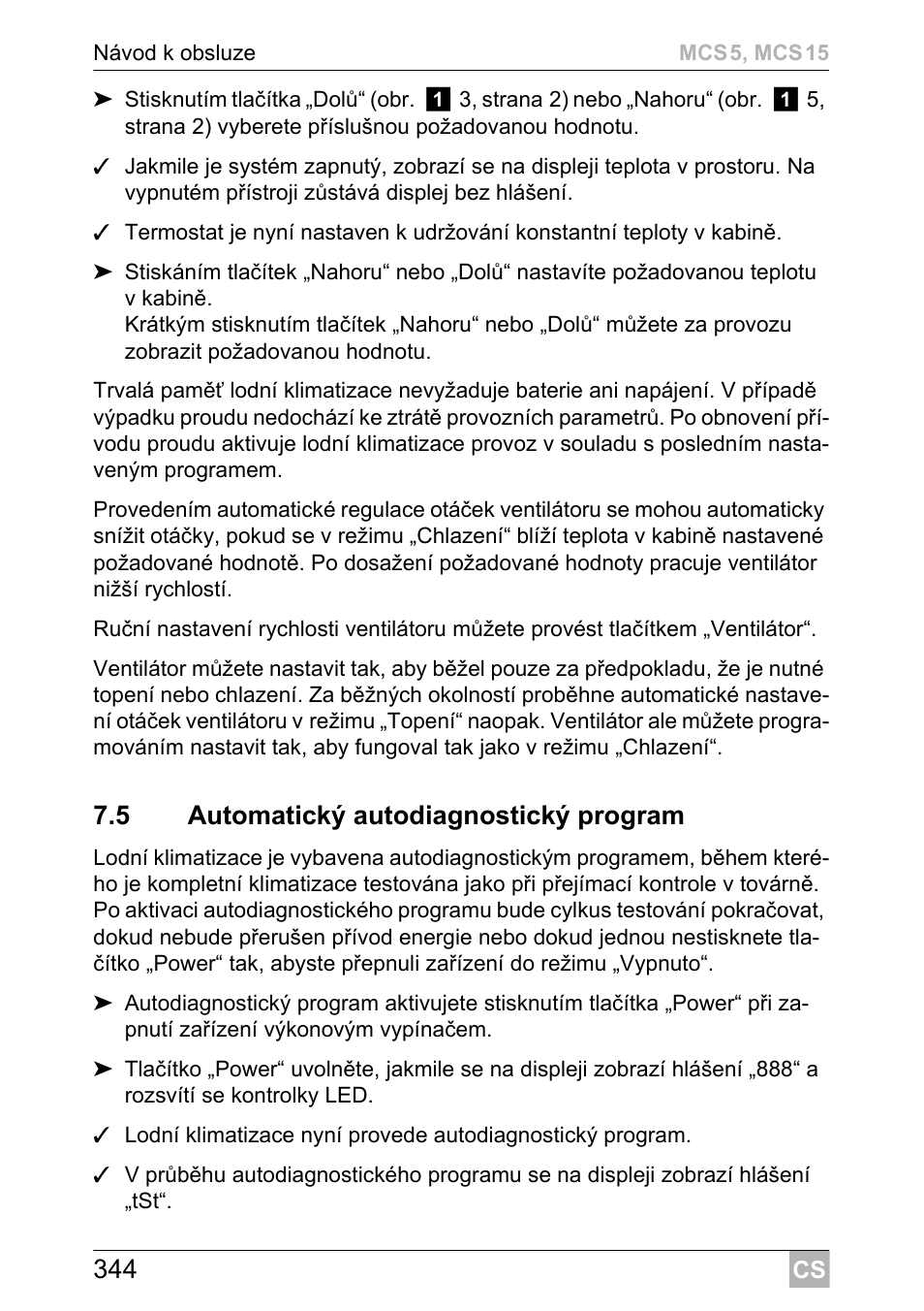 5 automatický autodiagnostický program | Dometic MCS15 User Manual | Page 344 / 412