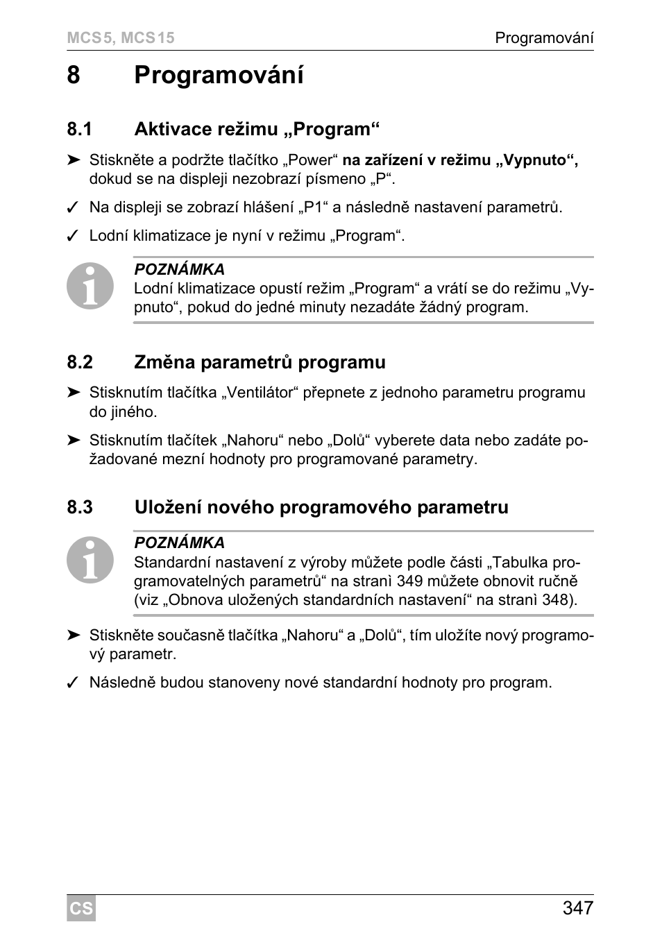 8programování | Dometic MCS15 User Manual | Page 347 / 412