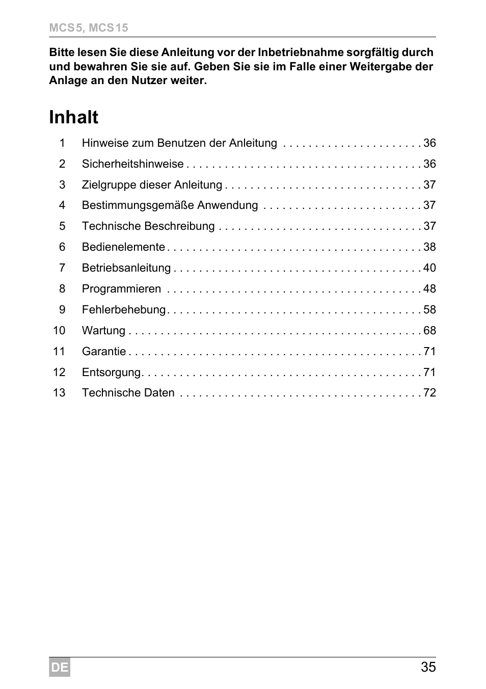 Inhalt | Dometic MCS15 User Manual | Page 35 / 412