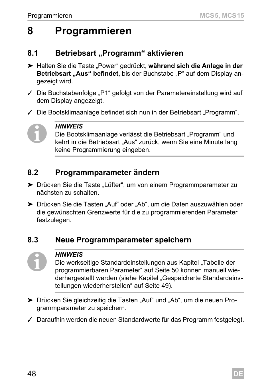 8programmieren | Dometic MCS15 User Manual | Page 48 / 412