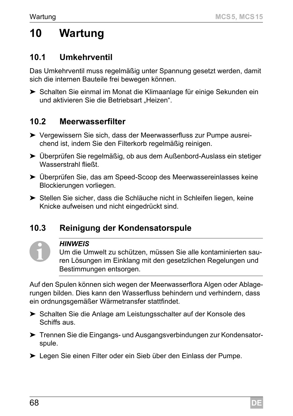10 wartung | Dometic MCS15 User Manual | Page 68 / 412