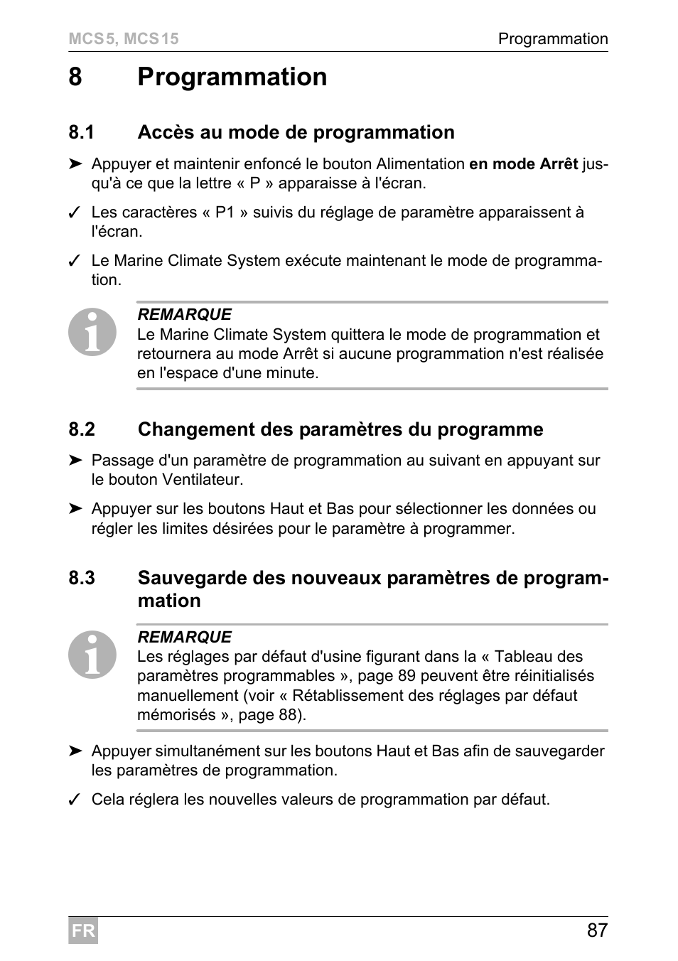 8programmation | Dometic MCS15 User Manual | Page 87 / 412