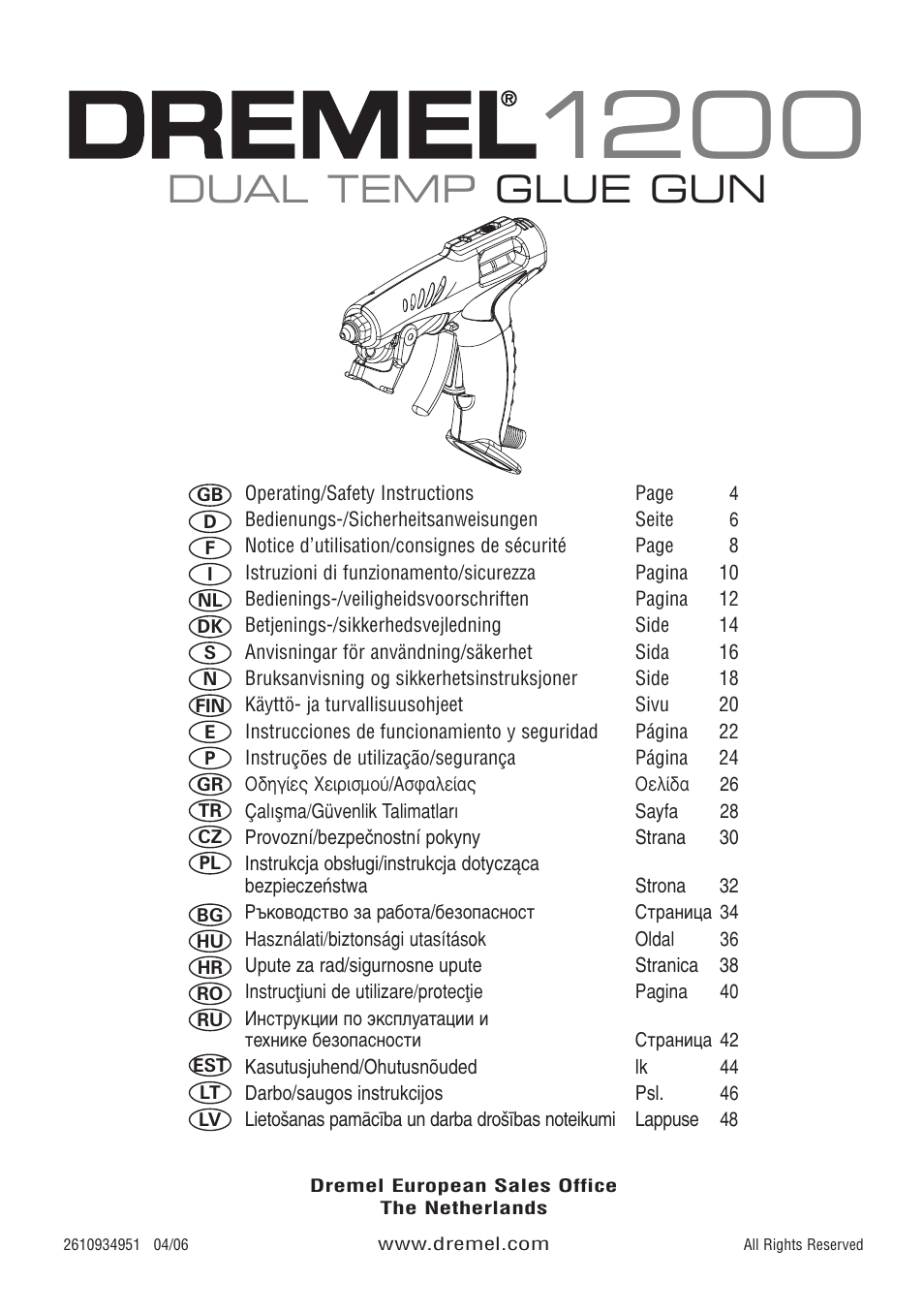 Dremel Клеевой пистолет DREMEL User Manual | 50 pages