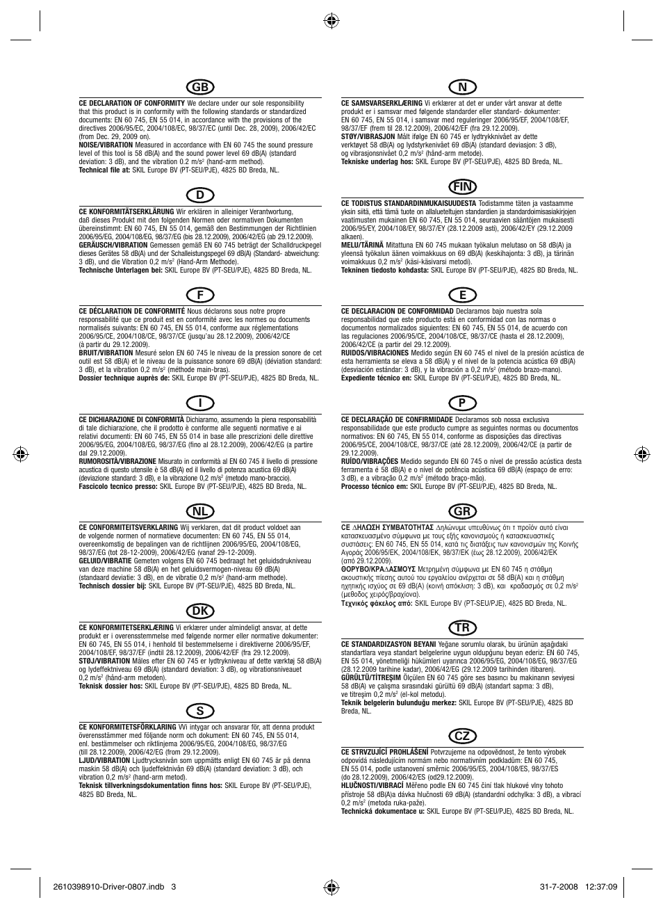 Dremel Шуруповёрт DREMEL Driver User Manual | Page 3 / 108