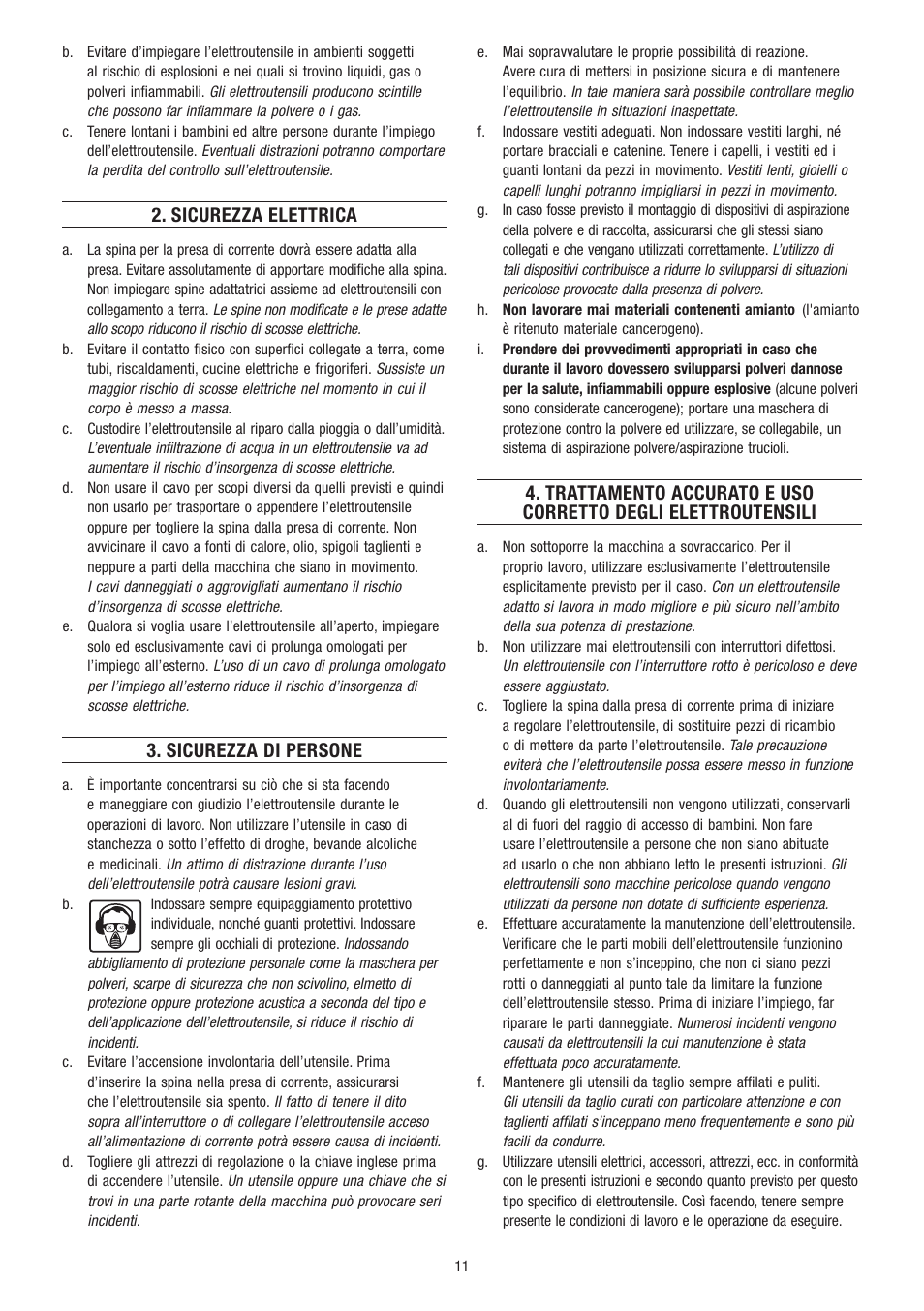 Sicurezza elettrica, Sicurezza di persone | Dremel Гравёр DREMEL User Manual | Page 11 / 60