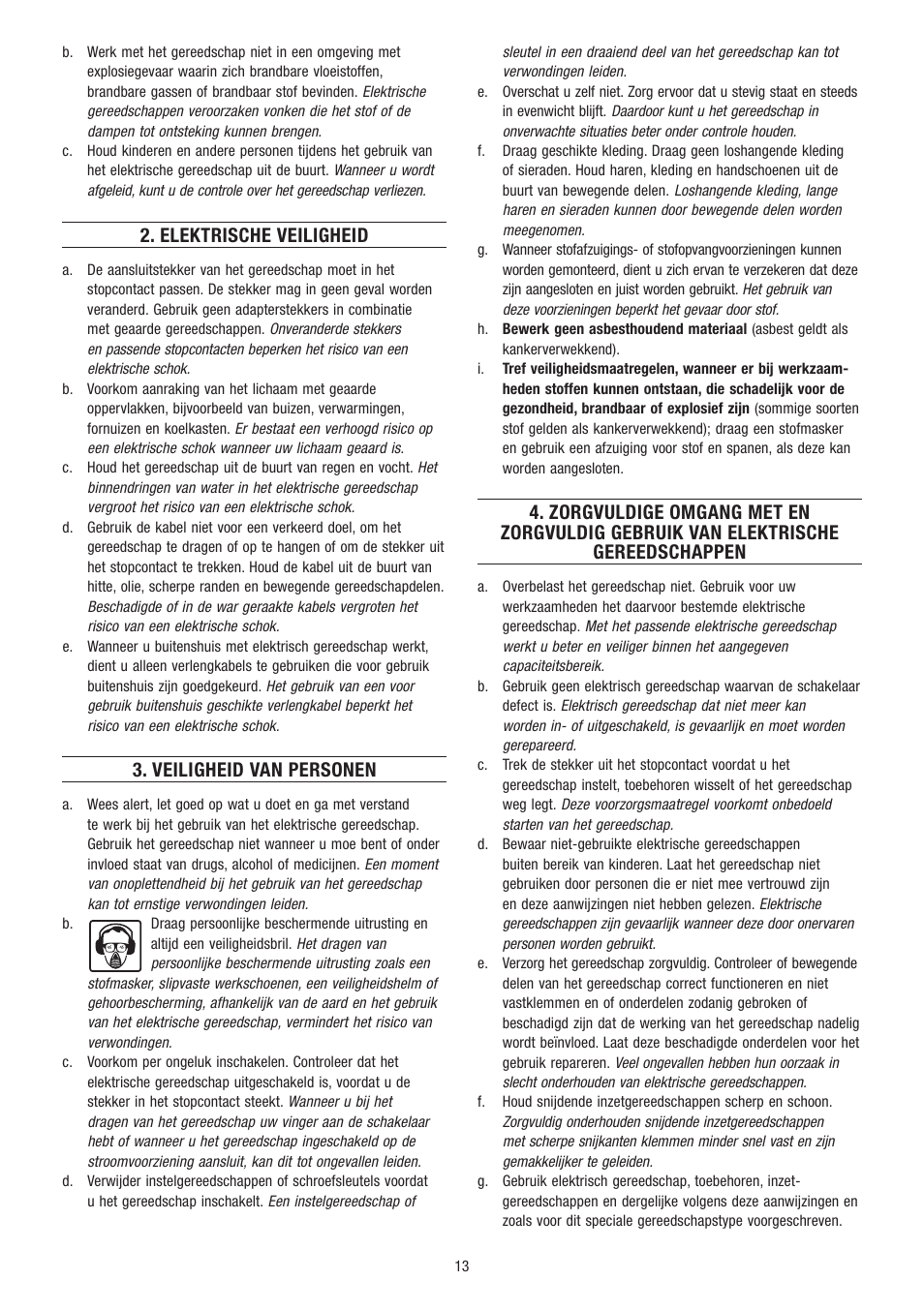 Elektrische veiligheid, Veiligheid van personen | Dremel Гравёр DREMEL User Manual | Page 13 / 60