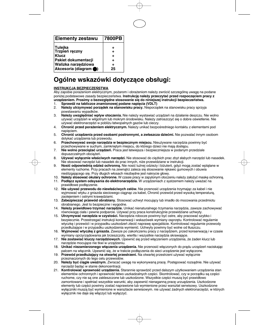 Ogólne wskazówki dotyczàce obs∏ugi, Elementy zestawu 7800pb | Dremel MultiPro Беспроводной инструмент 9.6 В User Manual | Page 78 / 93