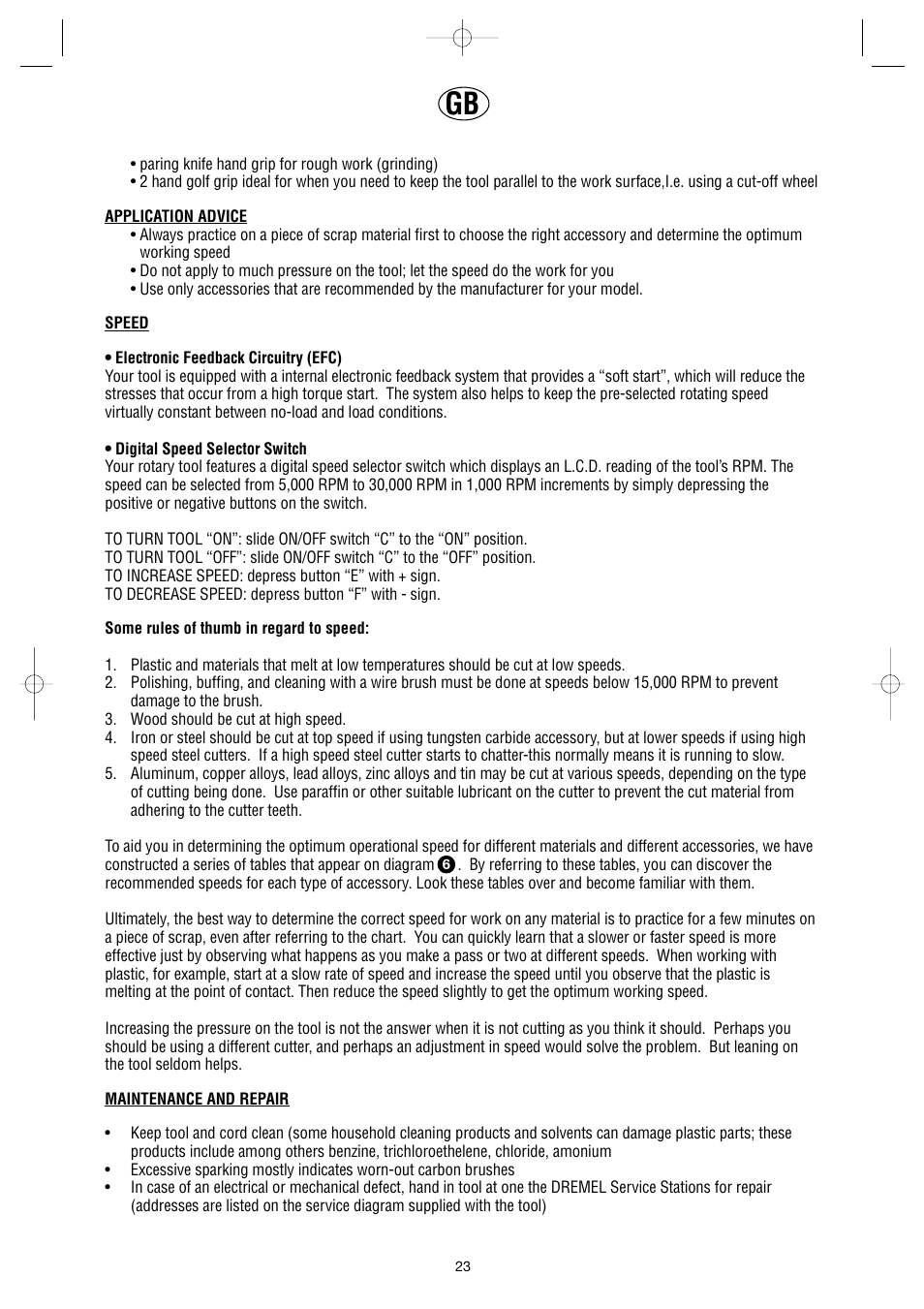 Dremel Professional User Manual | Page 23 / 73