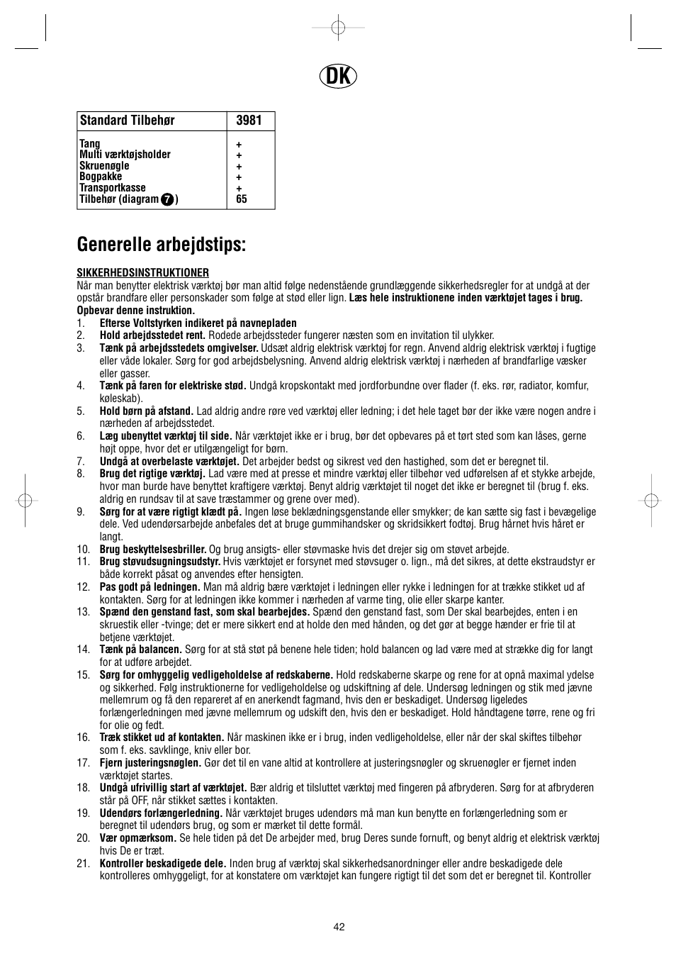 Generelle arbejdstips | Dremel Professional User Manual | Page 42 / 73