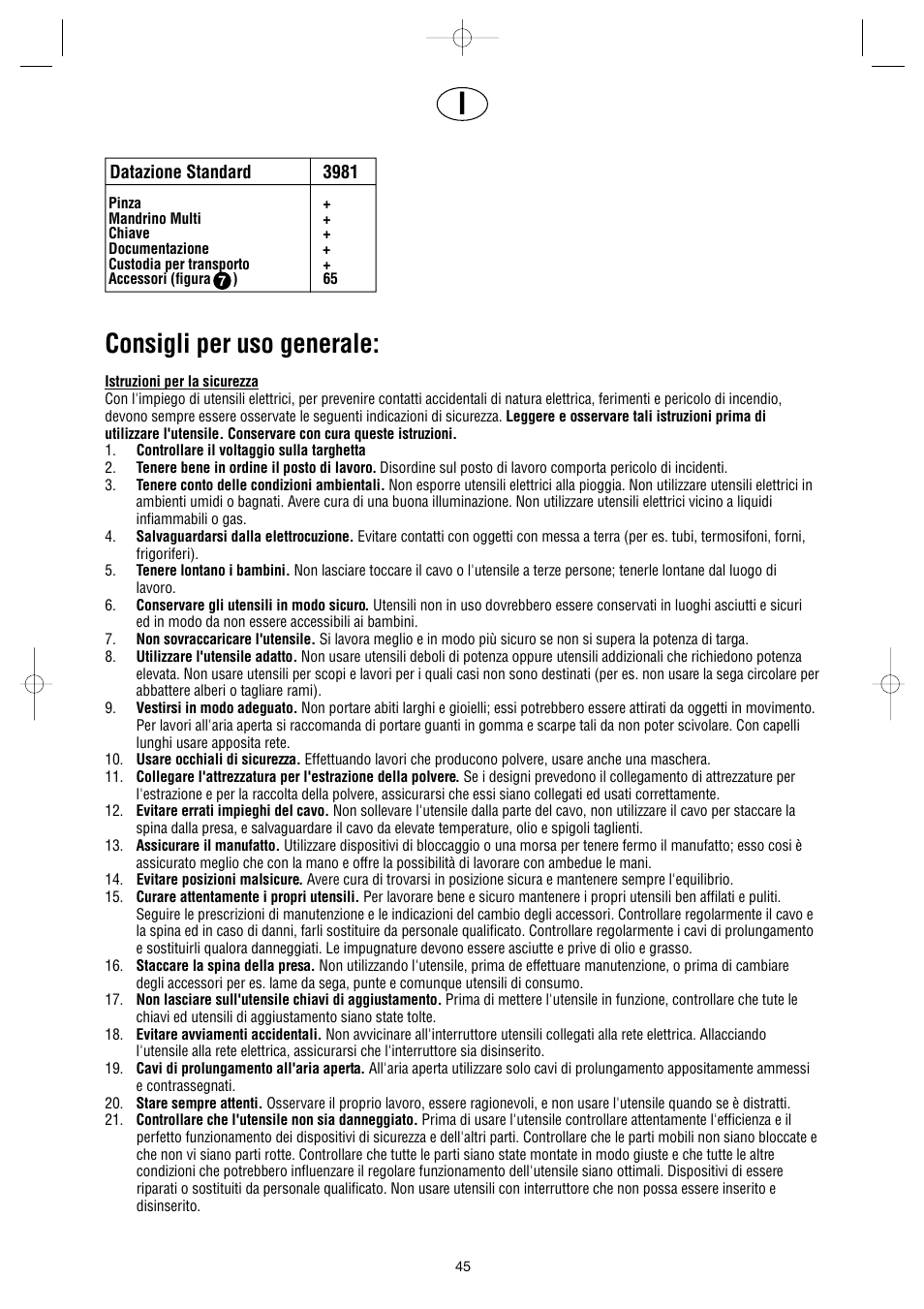Consigli per uso generale | Dremel Professional User Manual | Page 45 / 73