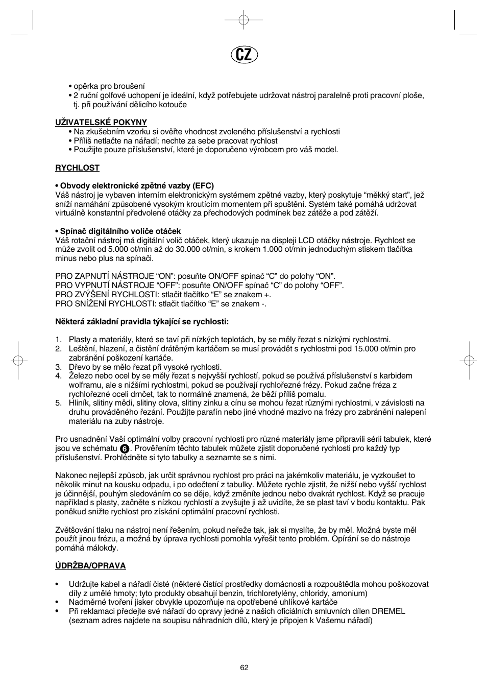 Dremel Professional User Manual | Page 62 / 73