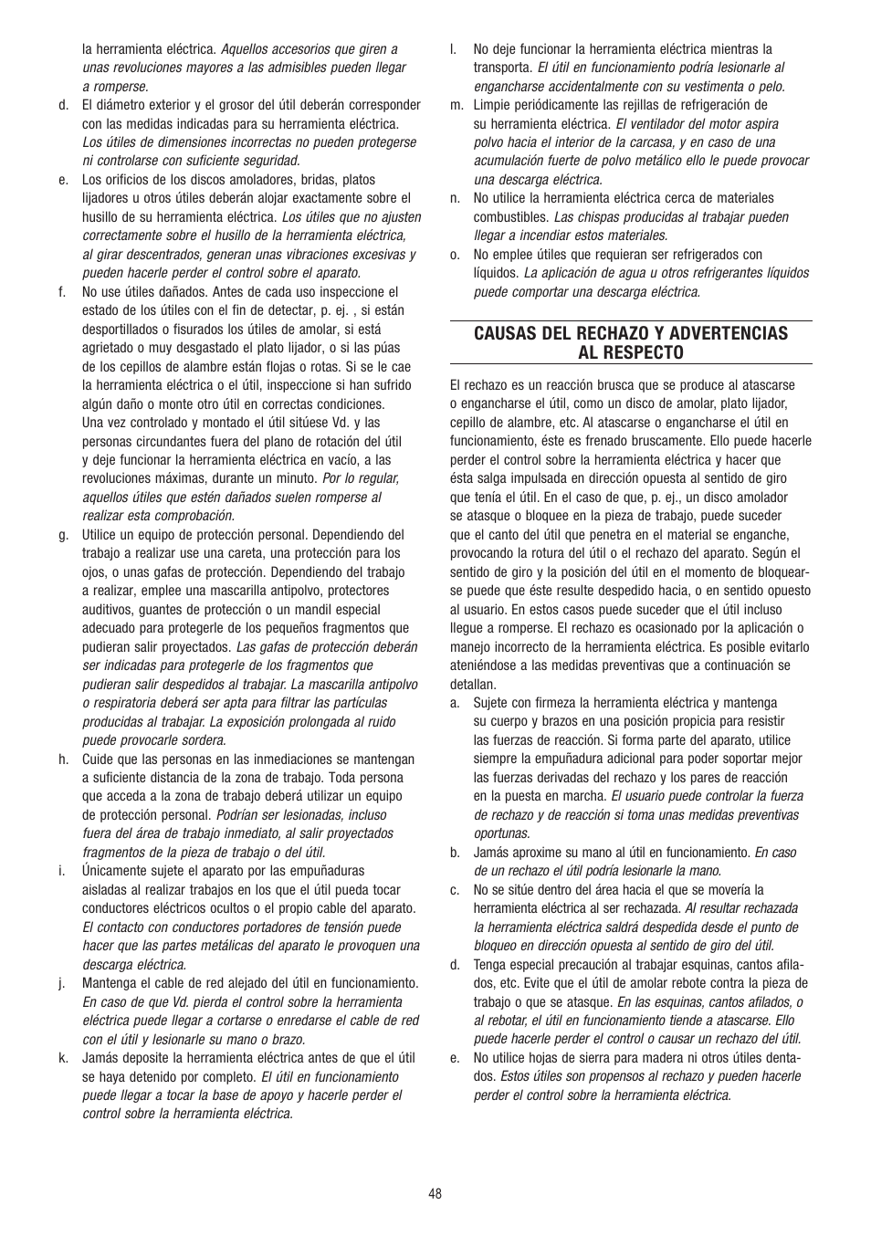 Causas del rechazo y advertencias al respecto | Dremel Fortiflex User Manual | Page 48 / 132