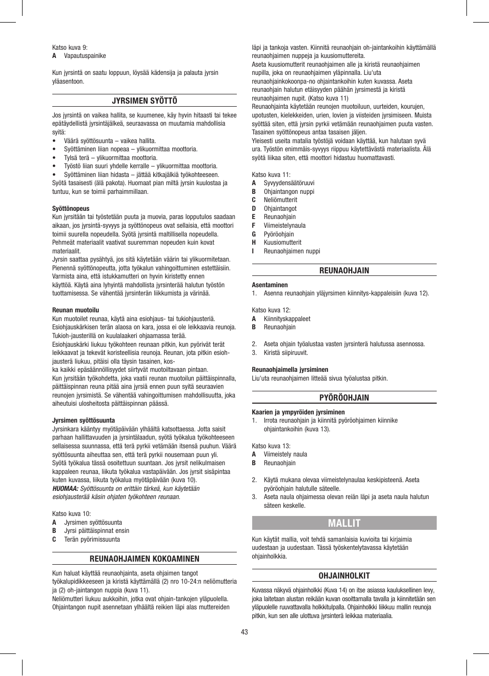 Mallit | Dremel Приставка для фрезерования User Manual | Page 43 / 120