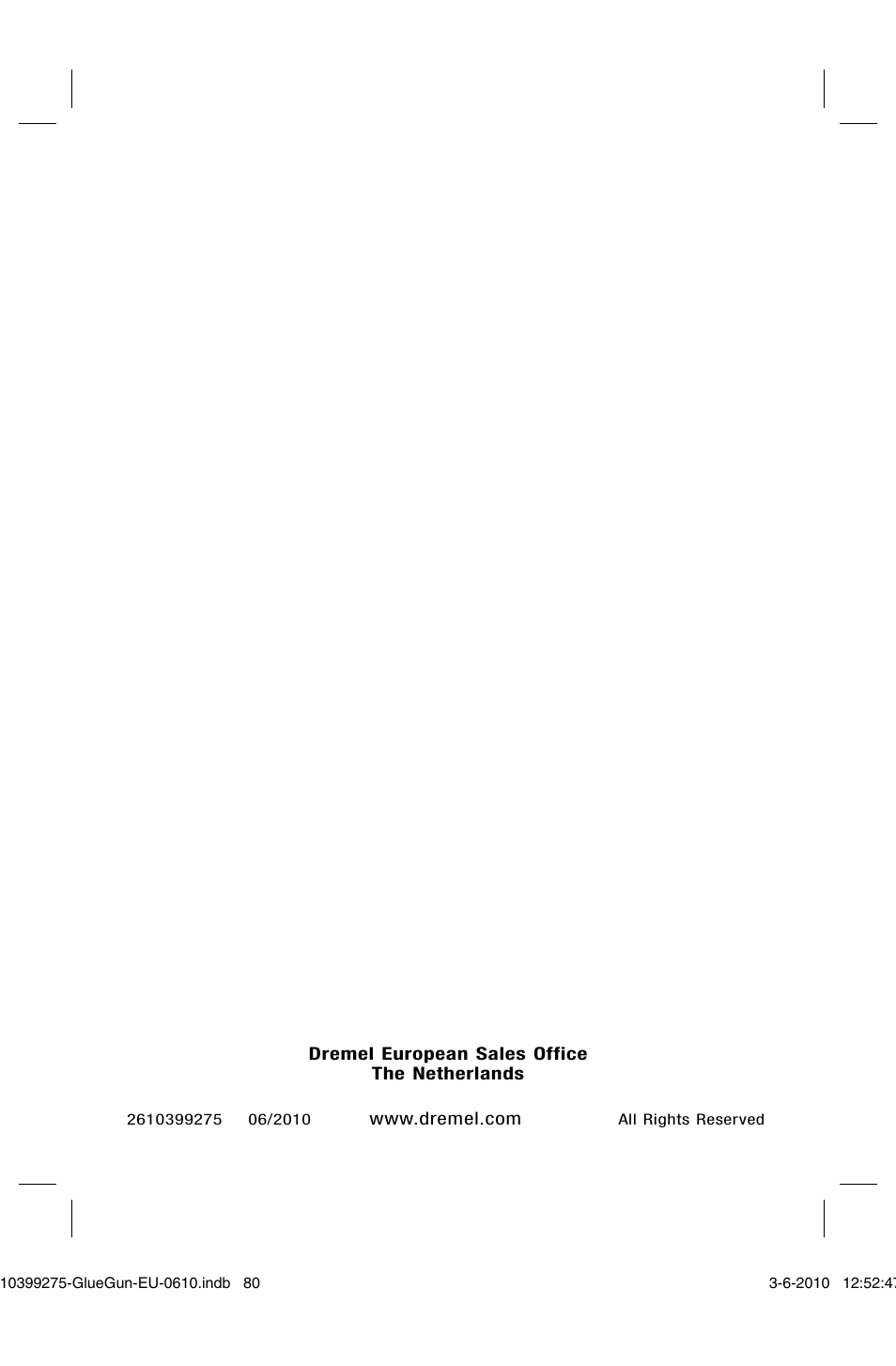 Dremel Клеевой пистолет DREMEL 920 User Manual | Page 80 / 80