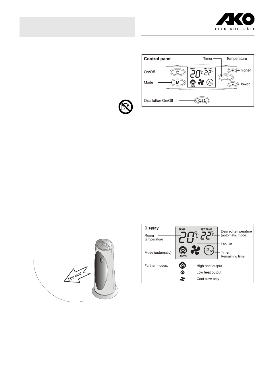 Operating instructions fan heater hc 210 tsd gb | Dimplex HC 210 TSD User Manual | Page 4 / 16