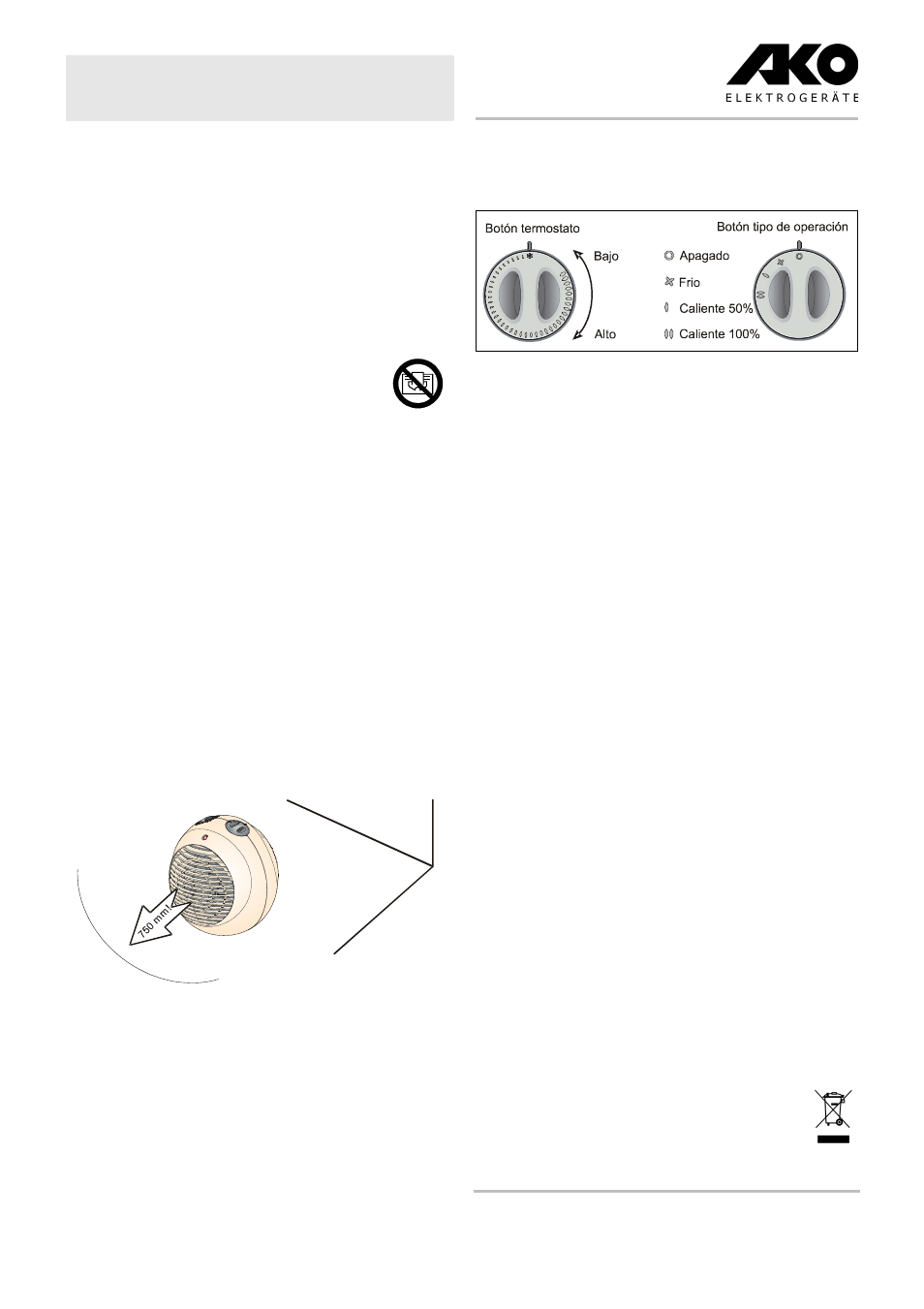 Instrucciones de uso calefactor h 390 ts | Dimplex H 390 TS User Manual | Page 7 / 8