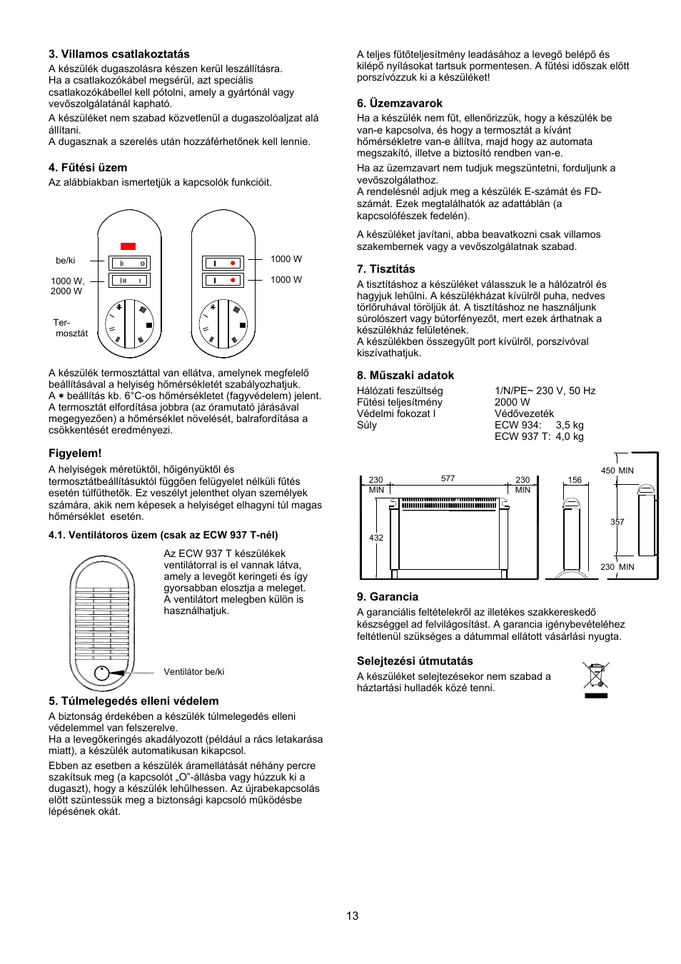 Dimplex ECW 937 T User Manual | Page 13 / 20