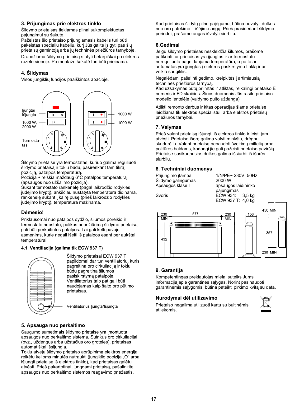 Dimplex ECW 937 T User Manual | Page 17 / 20