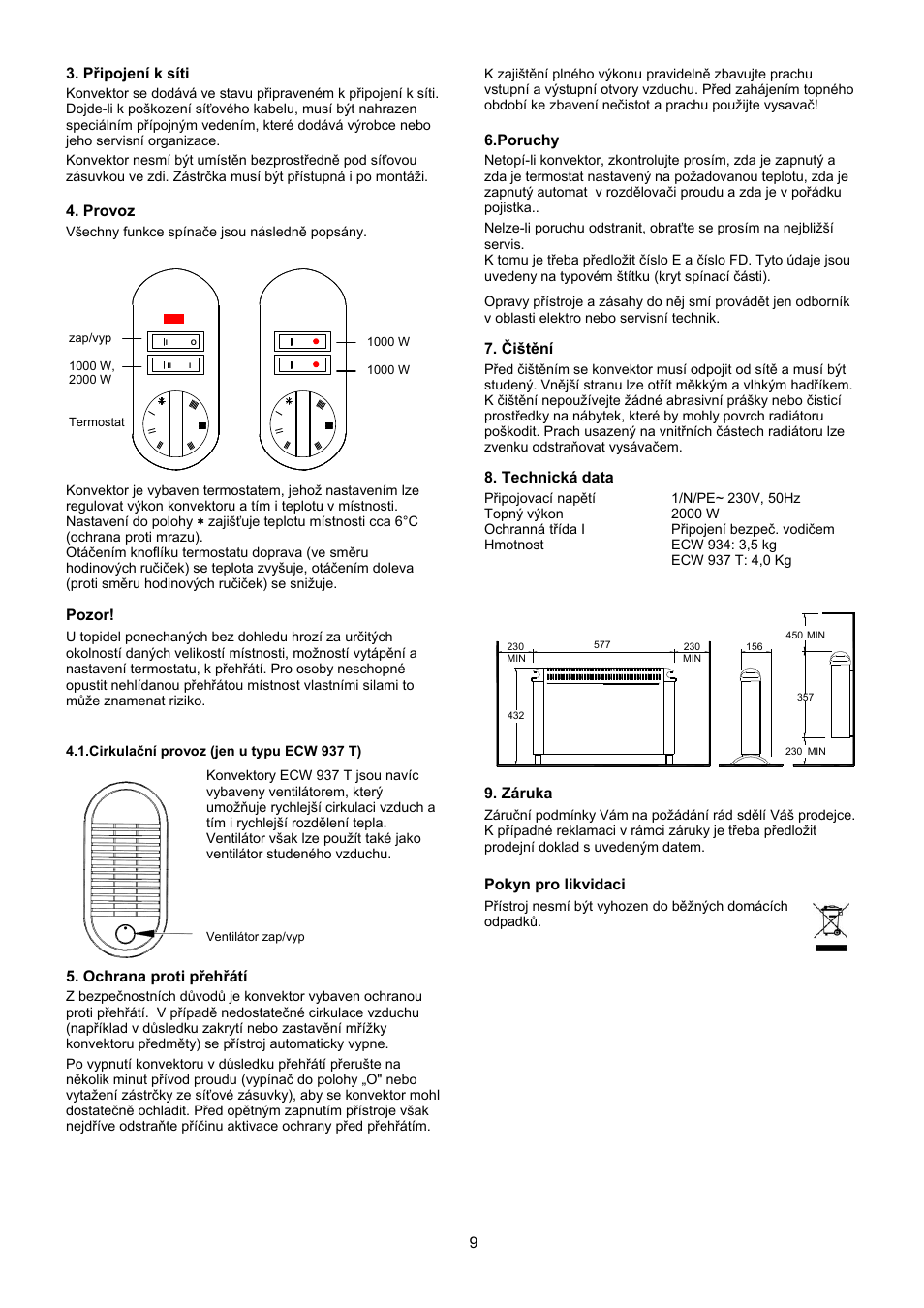 Dimplex ECW 937 T User Manual | Page 9 / 20