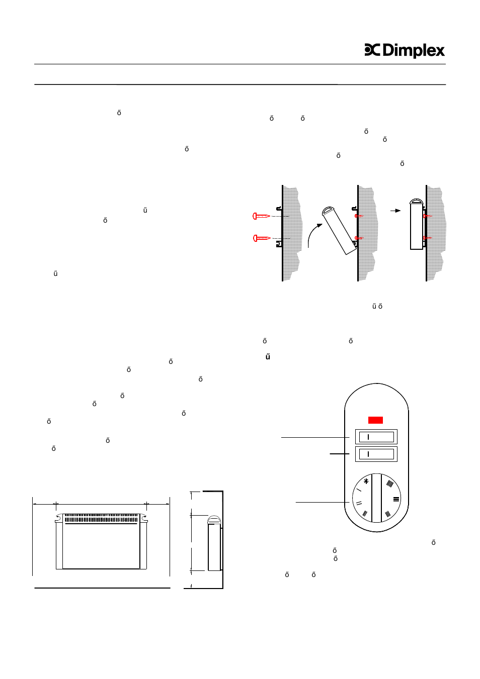 Szerelési és kezelési útmutató | Dimplex DXW 330 User Manual | Page 11 / 20
