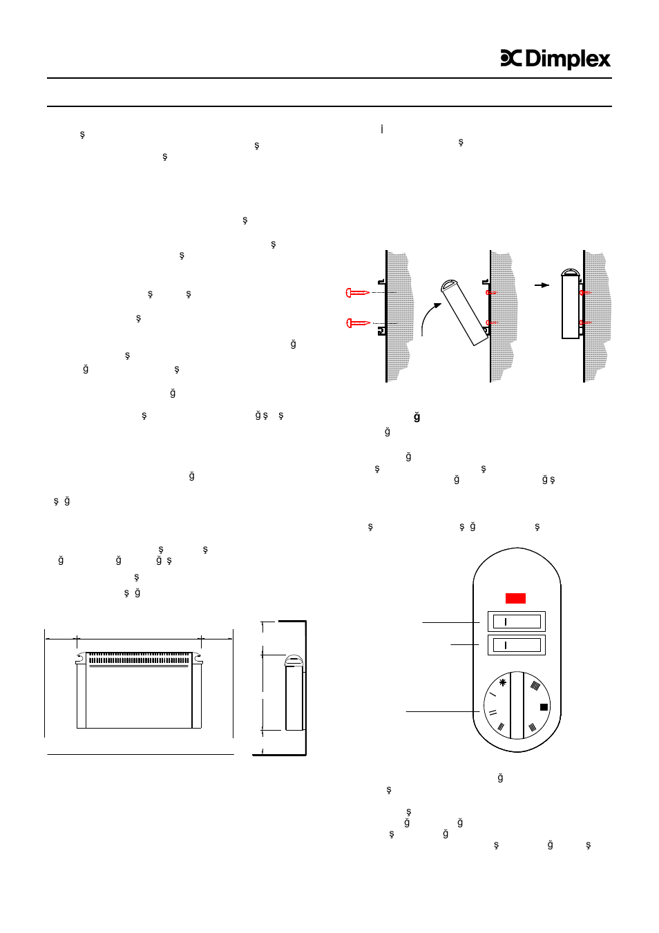 Montaj ve kullanma talimatı | Dimplex DXW 330 User Manual | Page 19 / 20