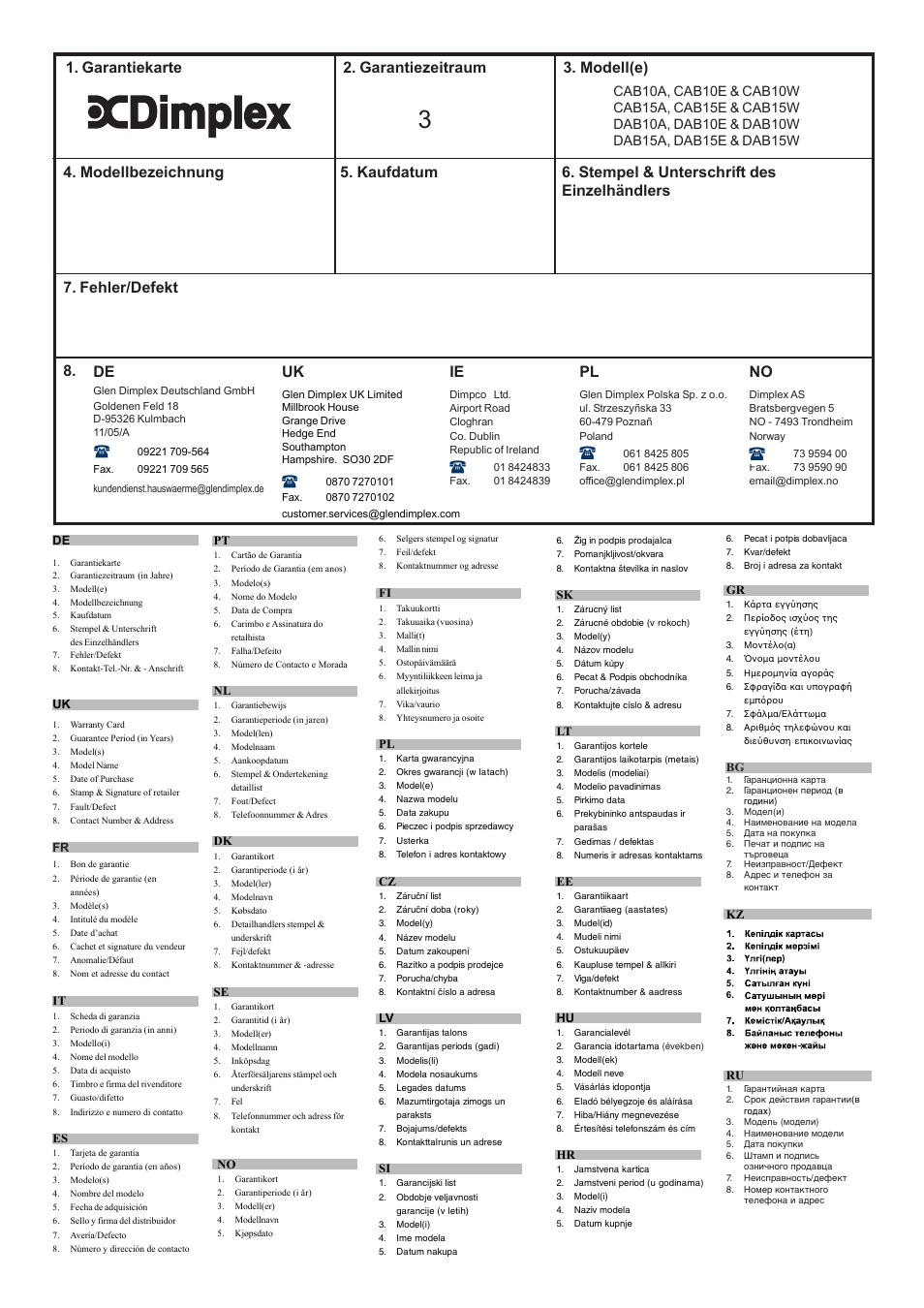 Dimplex DAB15W User Manual | Page 36 / 36