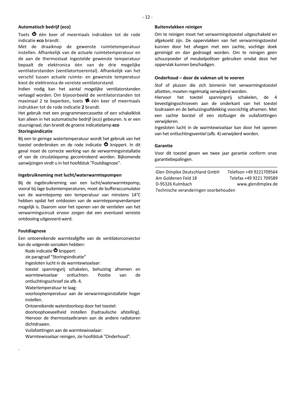 Dimplex SRX 180M User Manual | Page 16 / 32