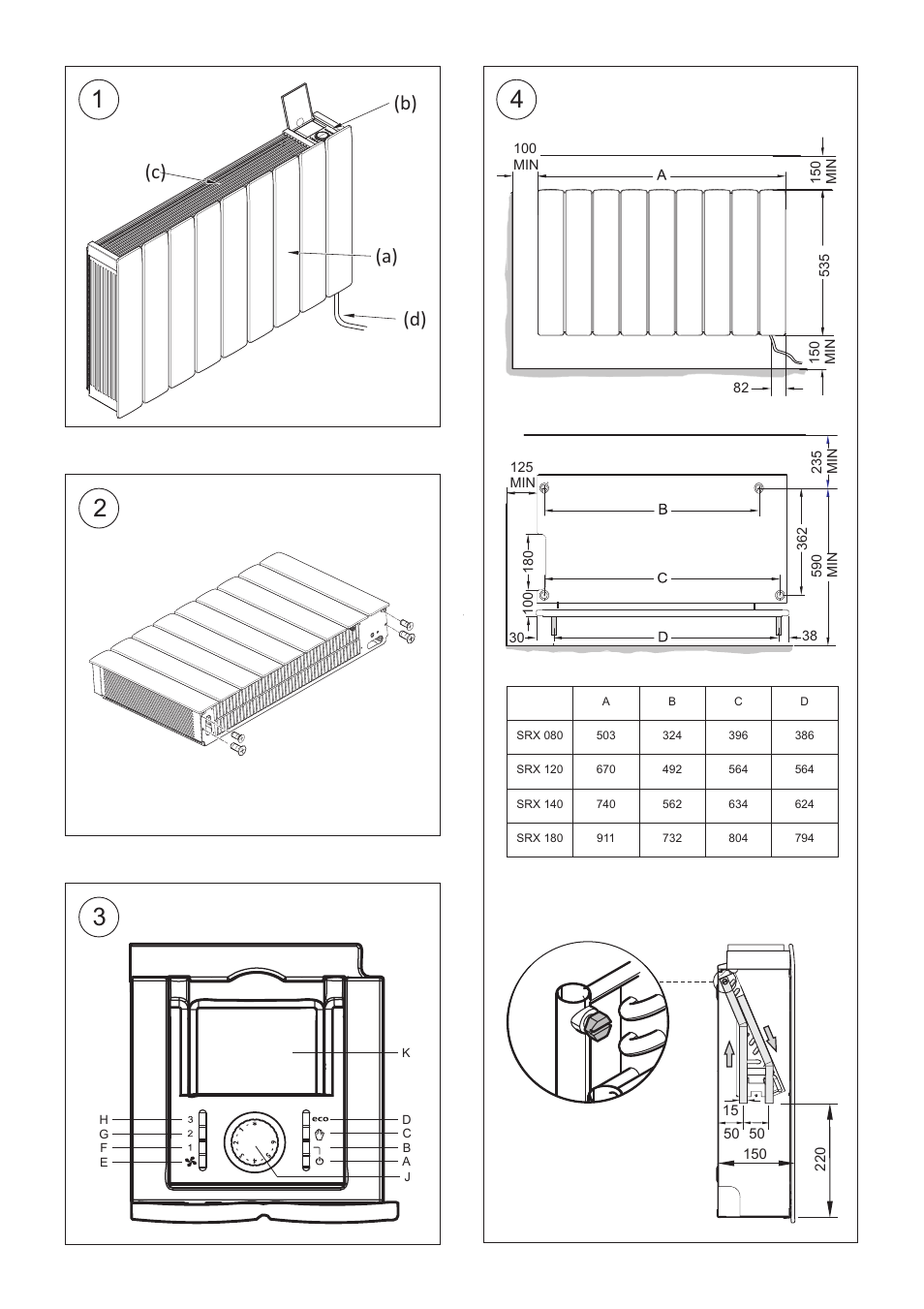 A) (d) (b) (c) | Dimplex SRX 180M User Manual | Page 2 / 32