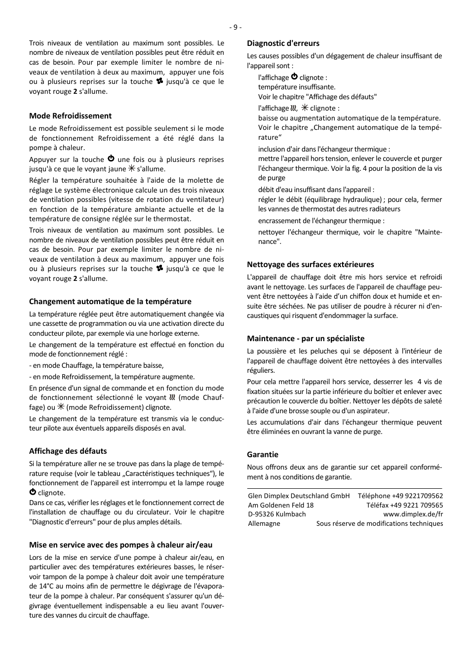 Dimplex SRX 160C User Manual | Page 13 / 36