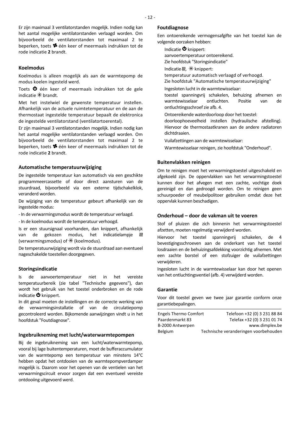 Dimplex SRX 160C User Manual | Page 16 / 36