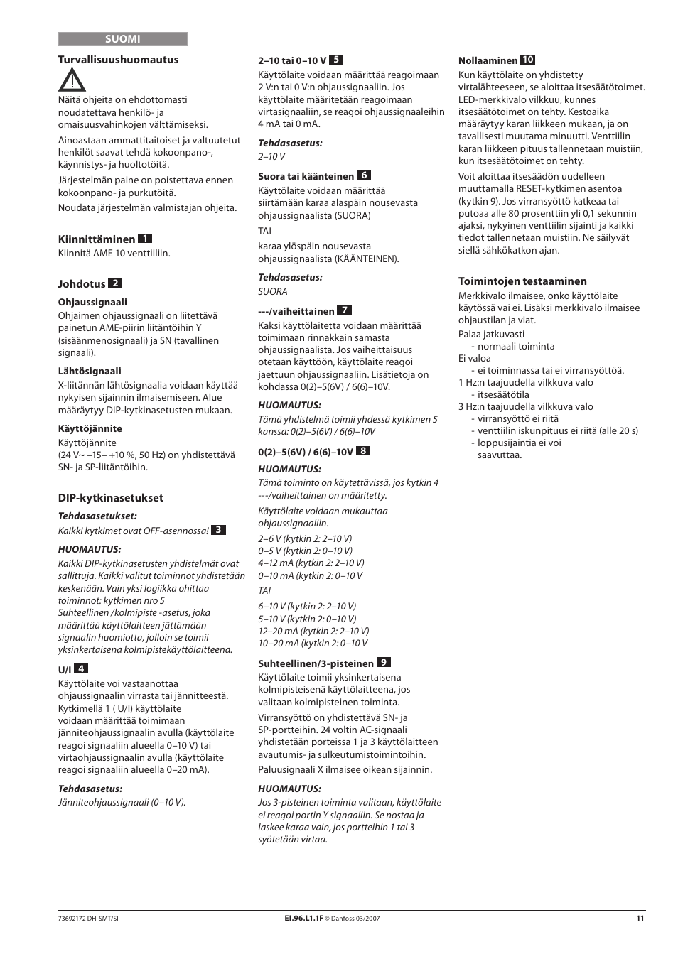 Danfoss AME 10 User Manual | Page 11 / 18