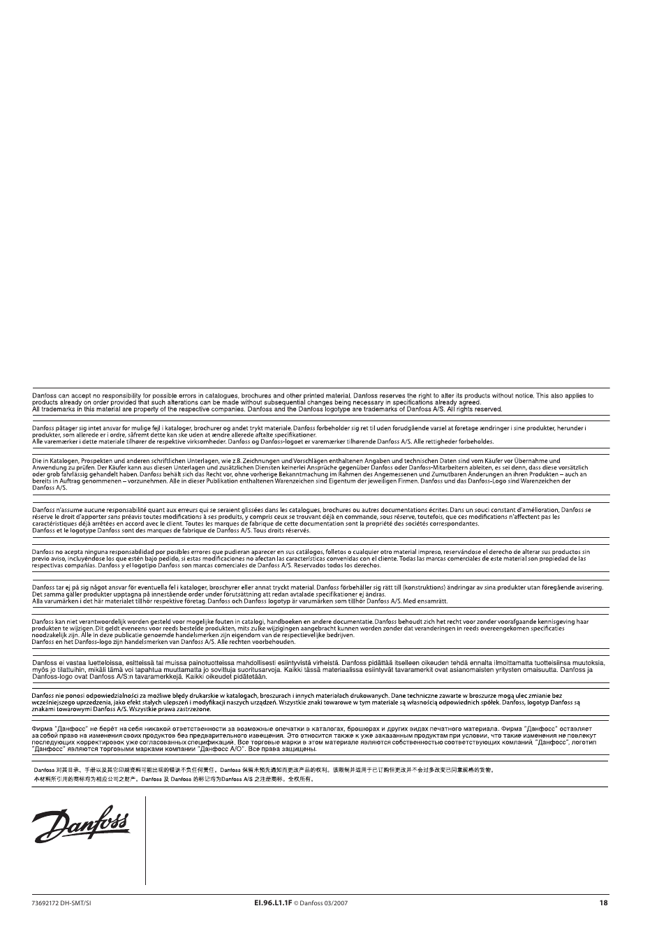 Danfoss AME 10 User Manual | Page 18 / 18