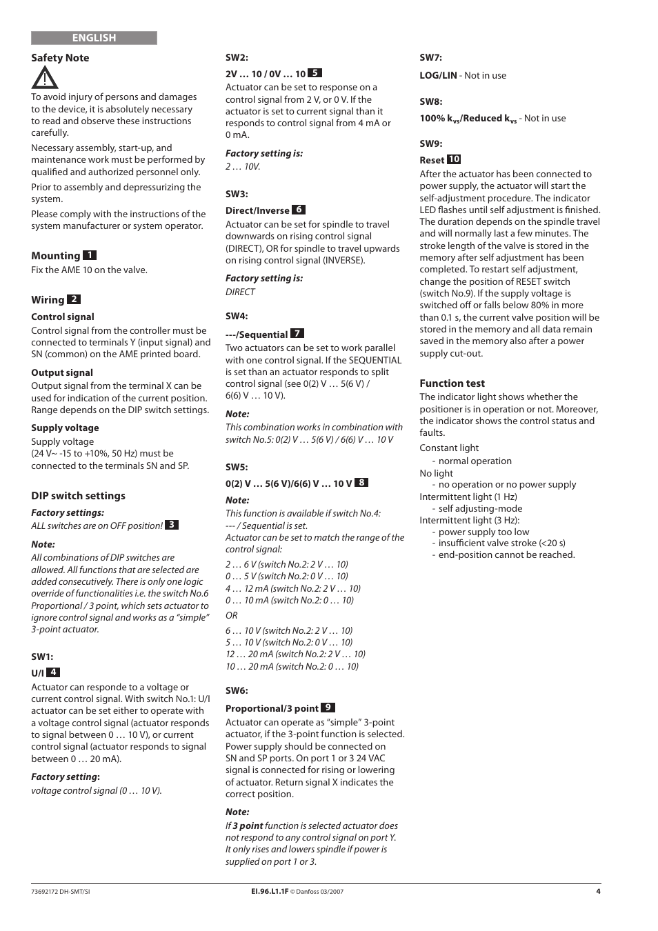 Danfoss AME 10 User Manual | Page 4 / 18