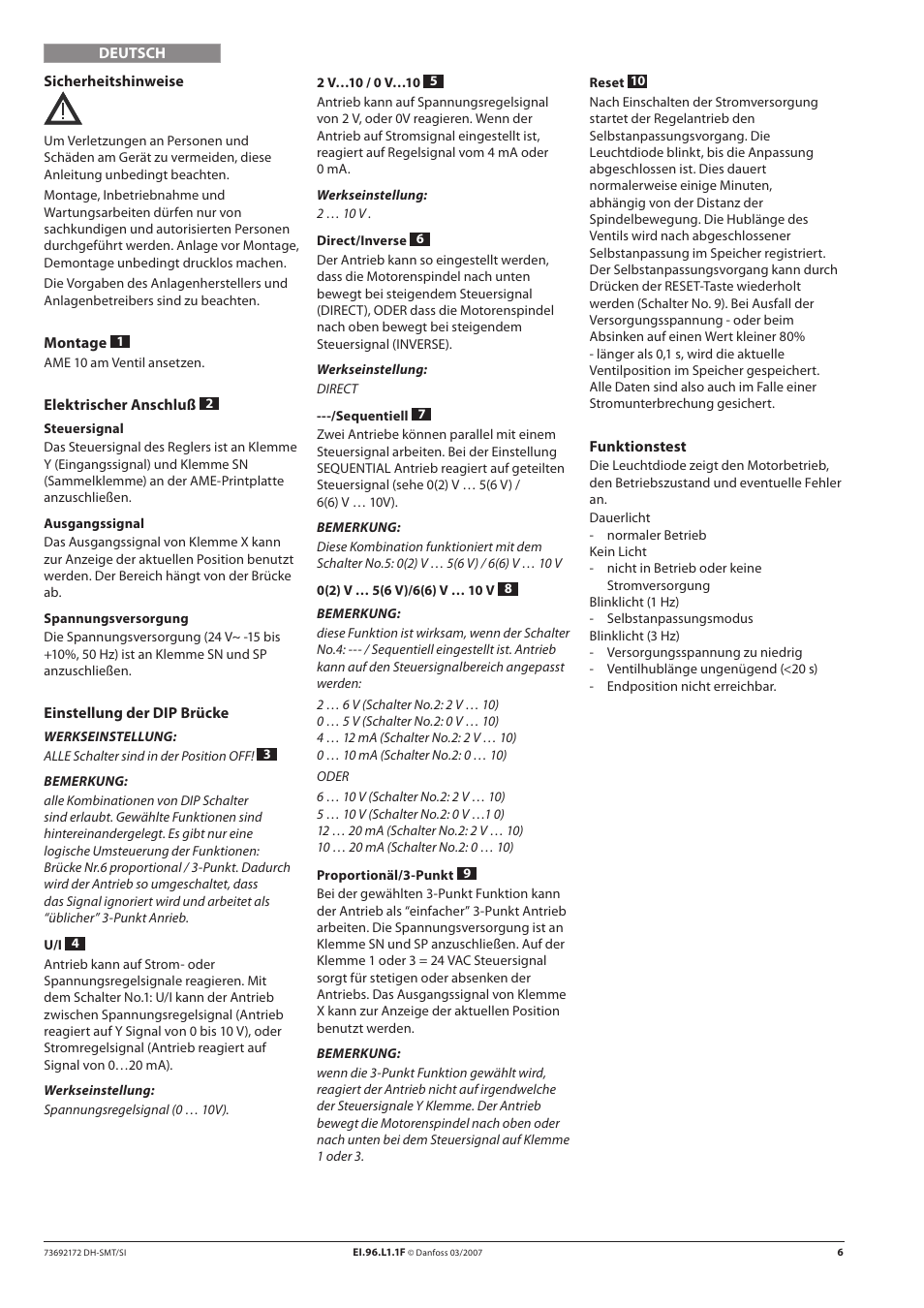 Danfoss AME 10 User Manual | Page 6 / 18