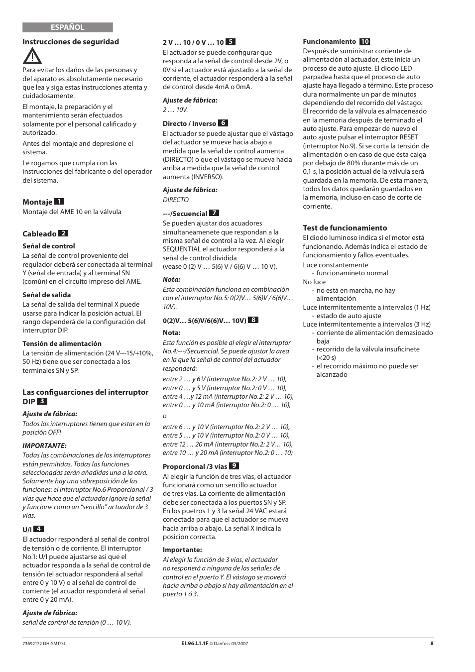 Danfoss AME 10 User Manual | Page 8 / 18