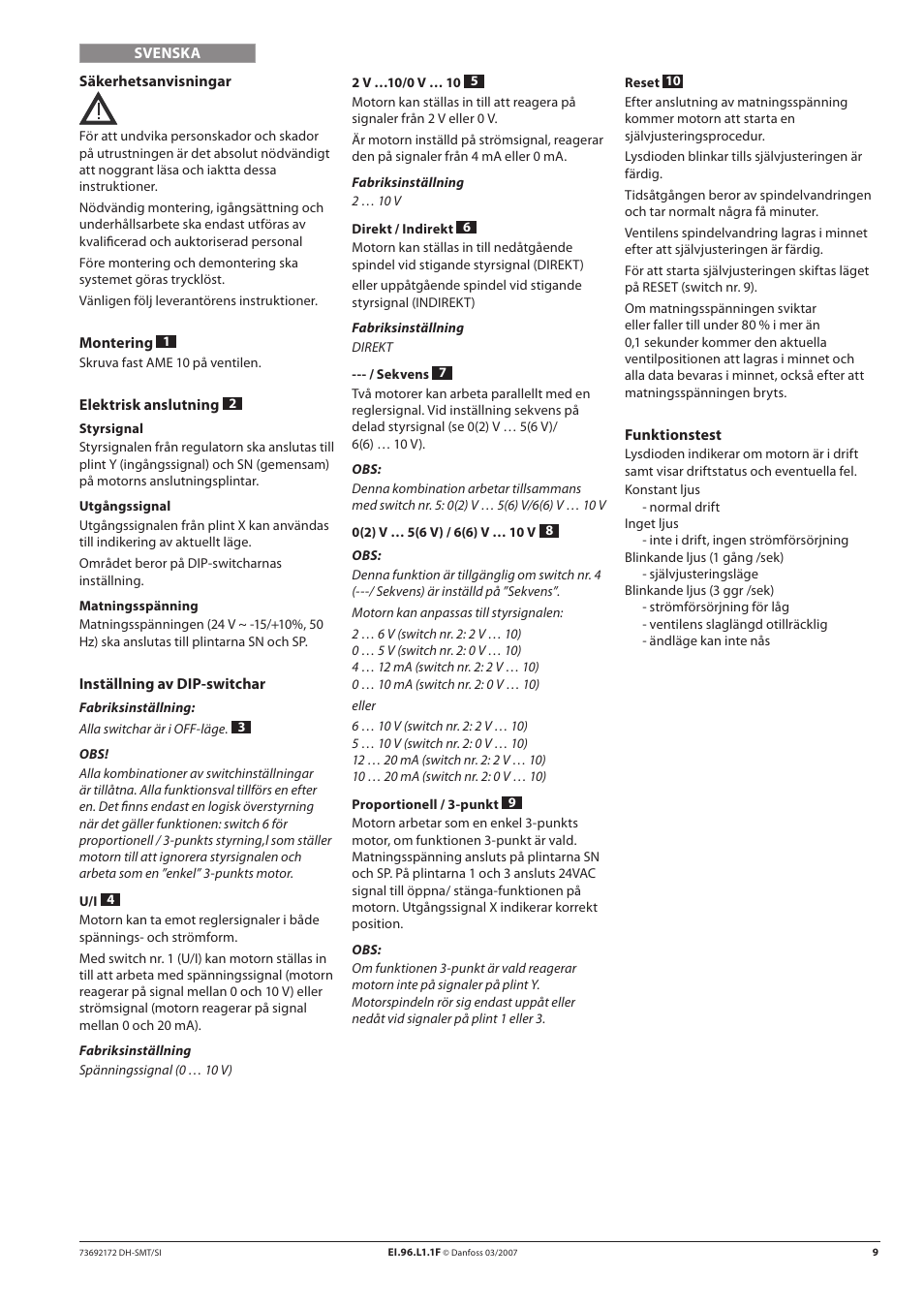Danfoss AME 10 User Manual | Page 9 / 18
