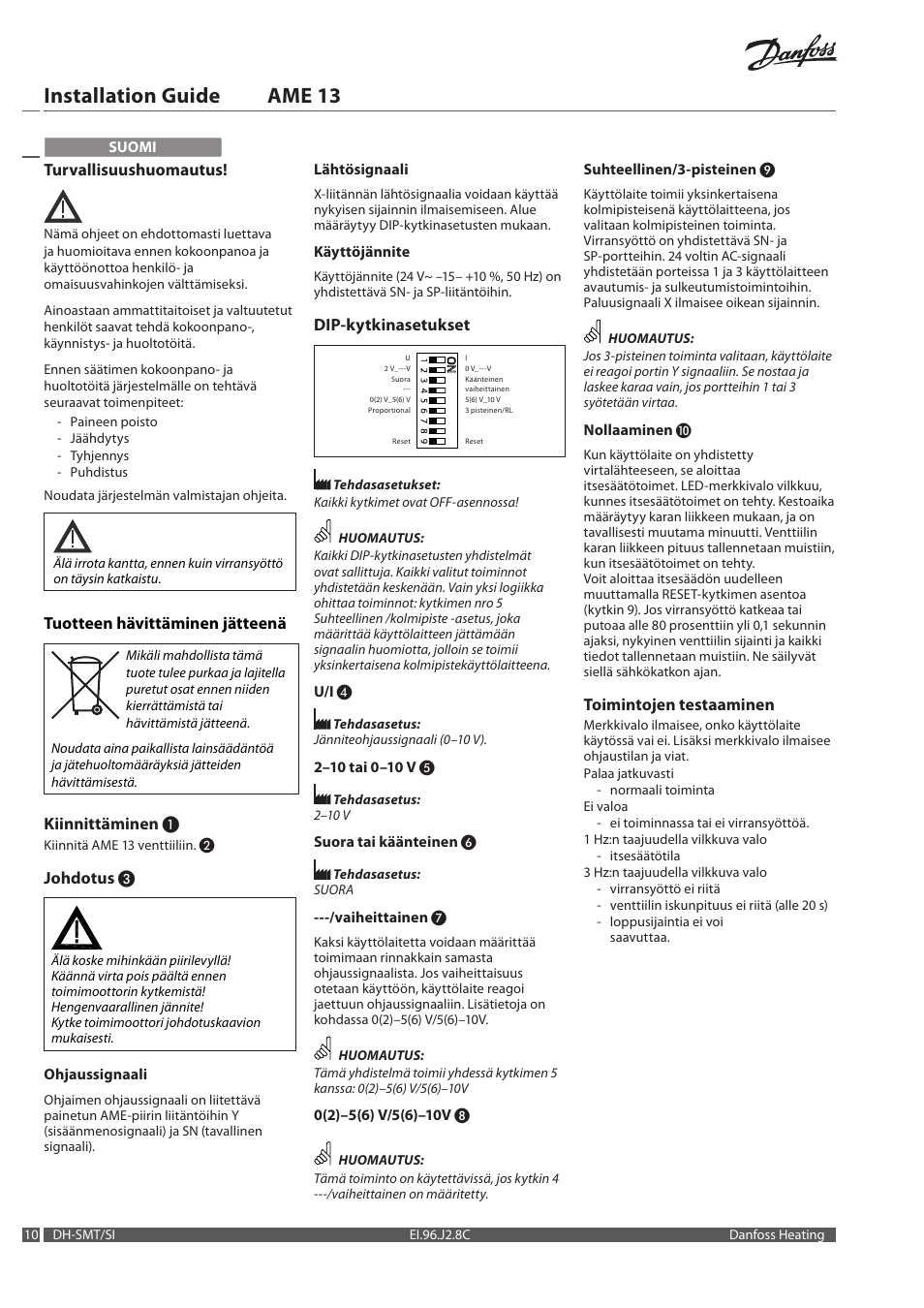 Installation guide ame 13 | Danfoss AME 13 User Manual | Page 10 / 16